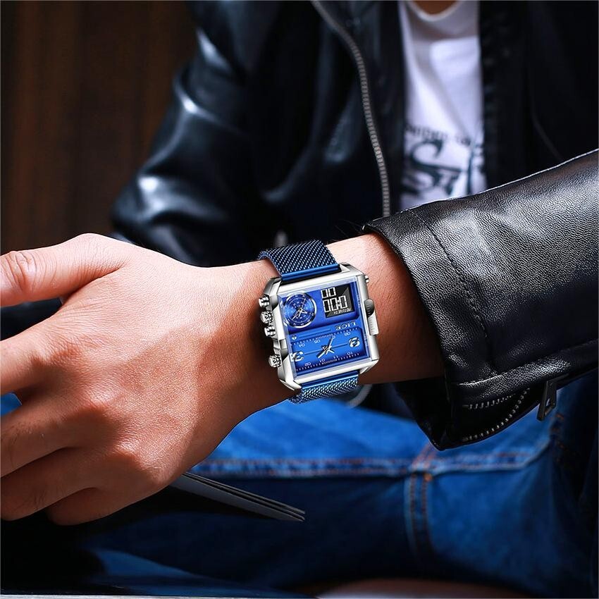 Fashion Men Watch Electrical Quartz Digital Week 3ATM Waterproof LED Wristwatch