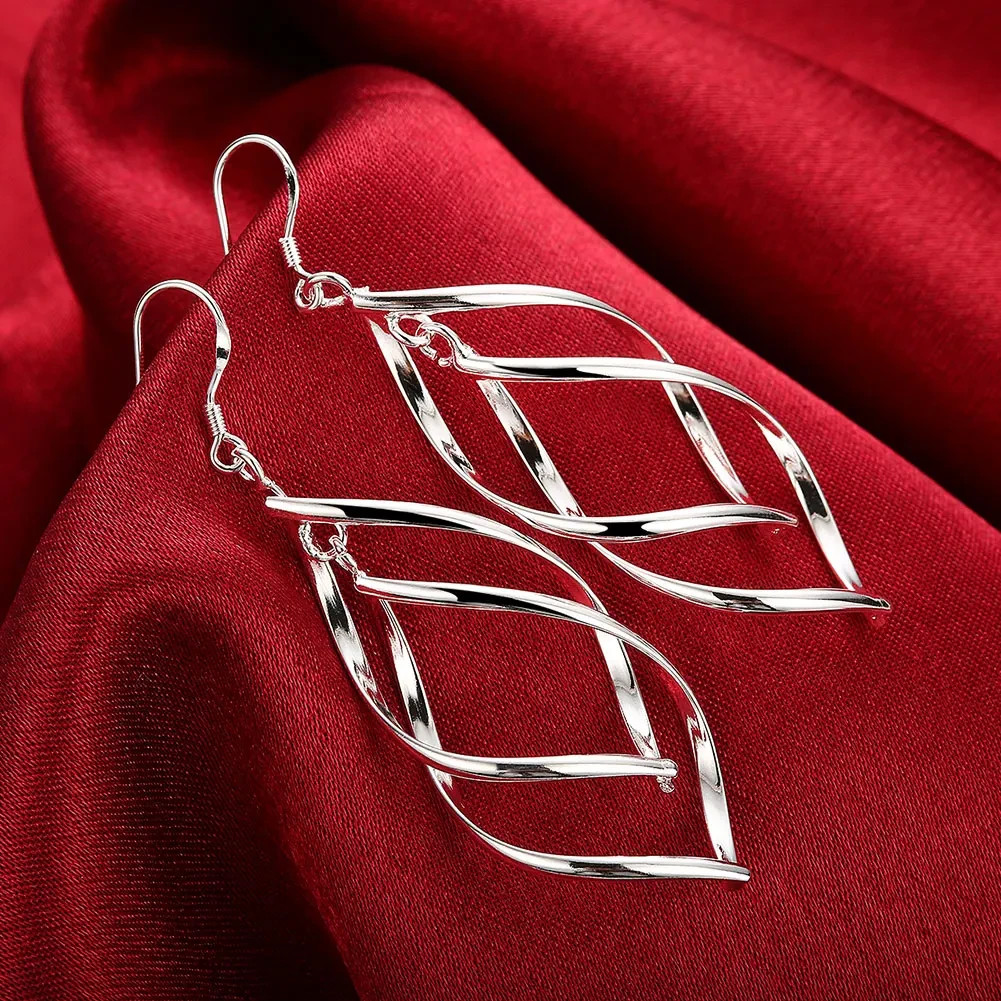 925 Sterling Solid Silver 50mm Round Smooth Big Hoop Earrings Women Jewelry