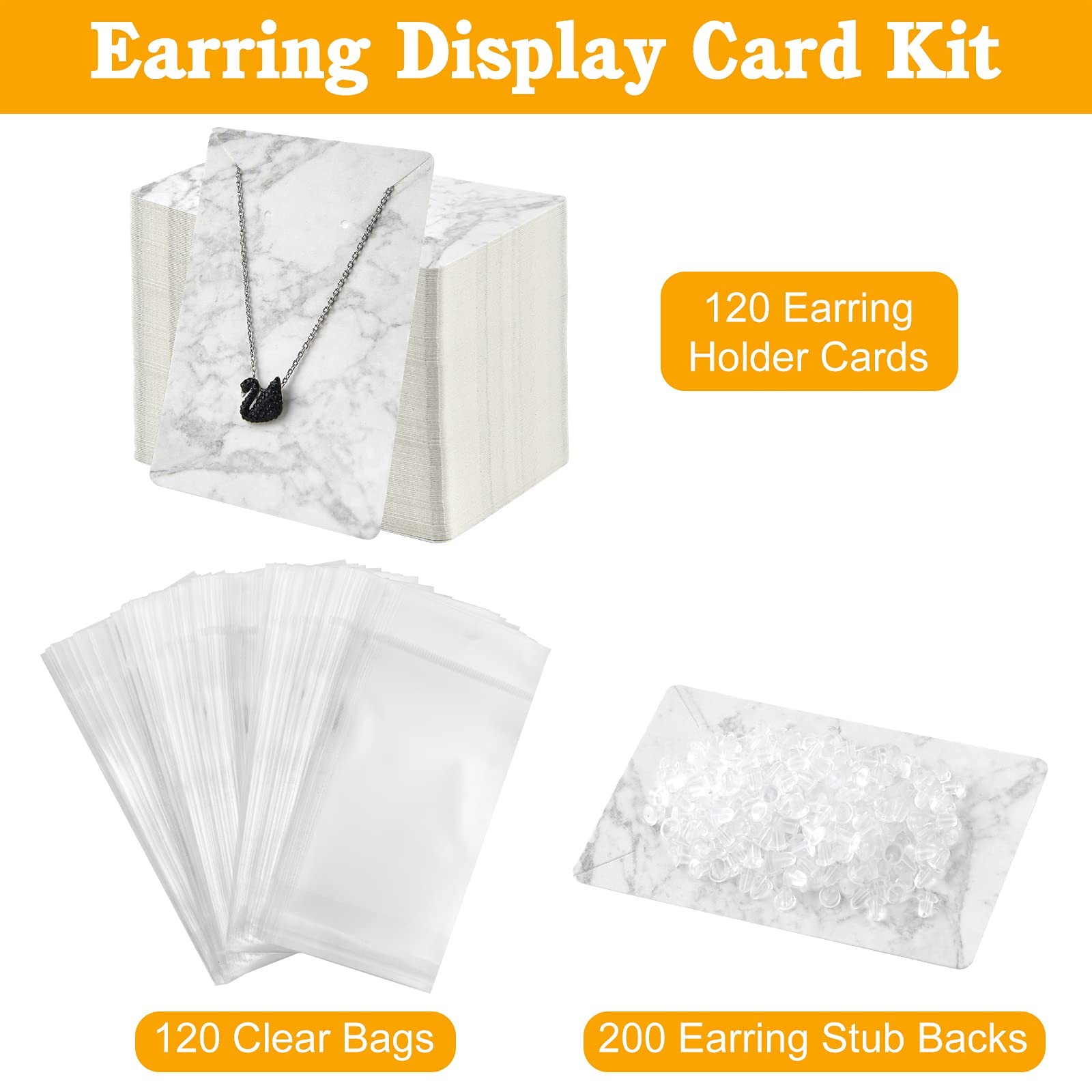 120 Pieces Earring Necklace Display Cards Jewelry Holder Cards with 200 Earri…