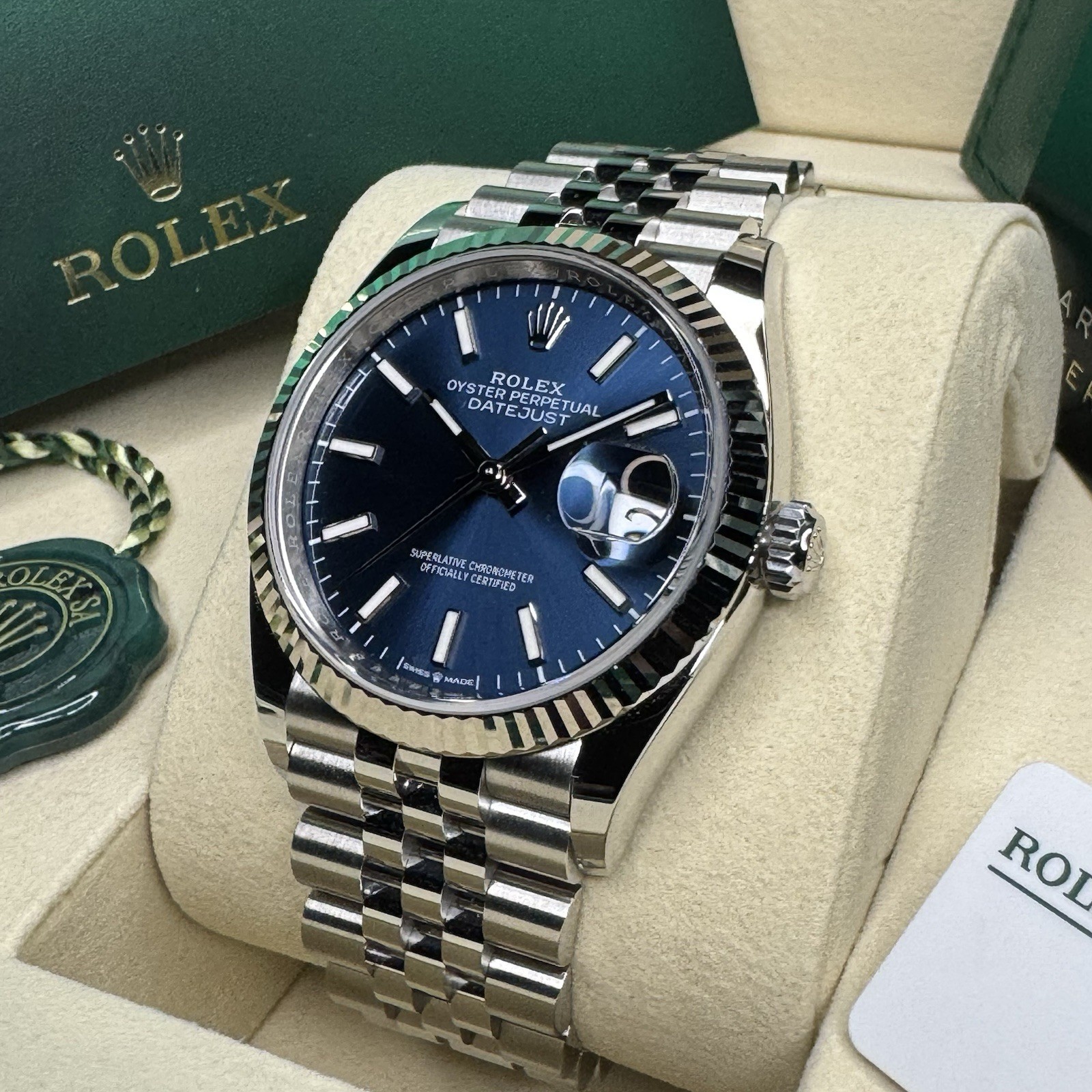 2026 Brand NEW Rolex Datejust 36 126234 Blue Dial 18k Gold Bezel Steel Box Paper