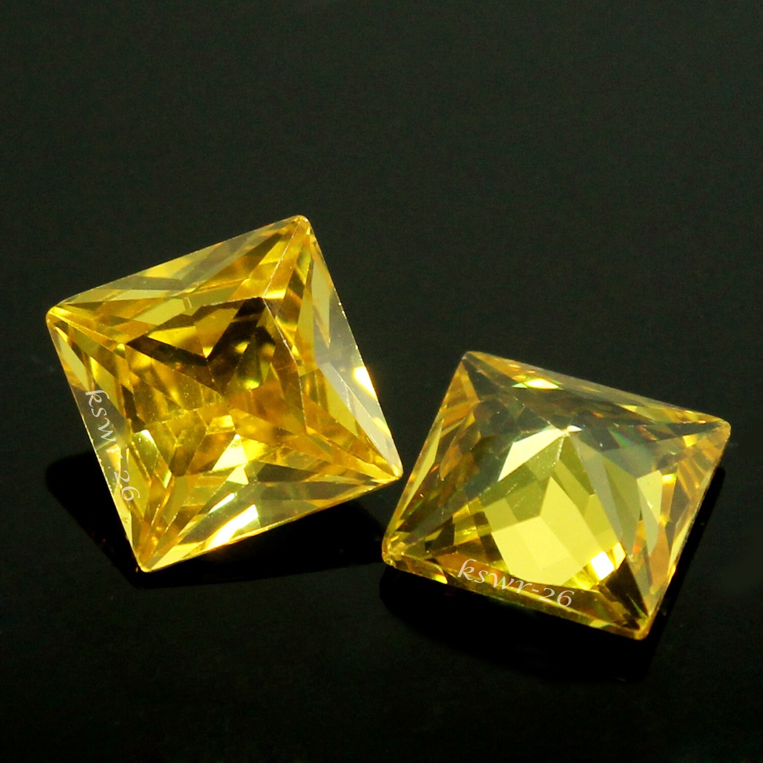 Natural Certified Ceylon Yellow Sapphire 7×7 MM Princess Pair Unheated Gemstone