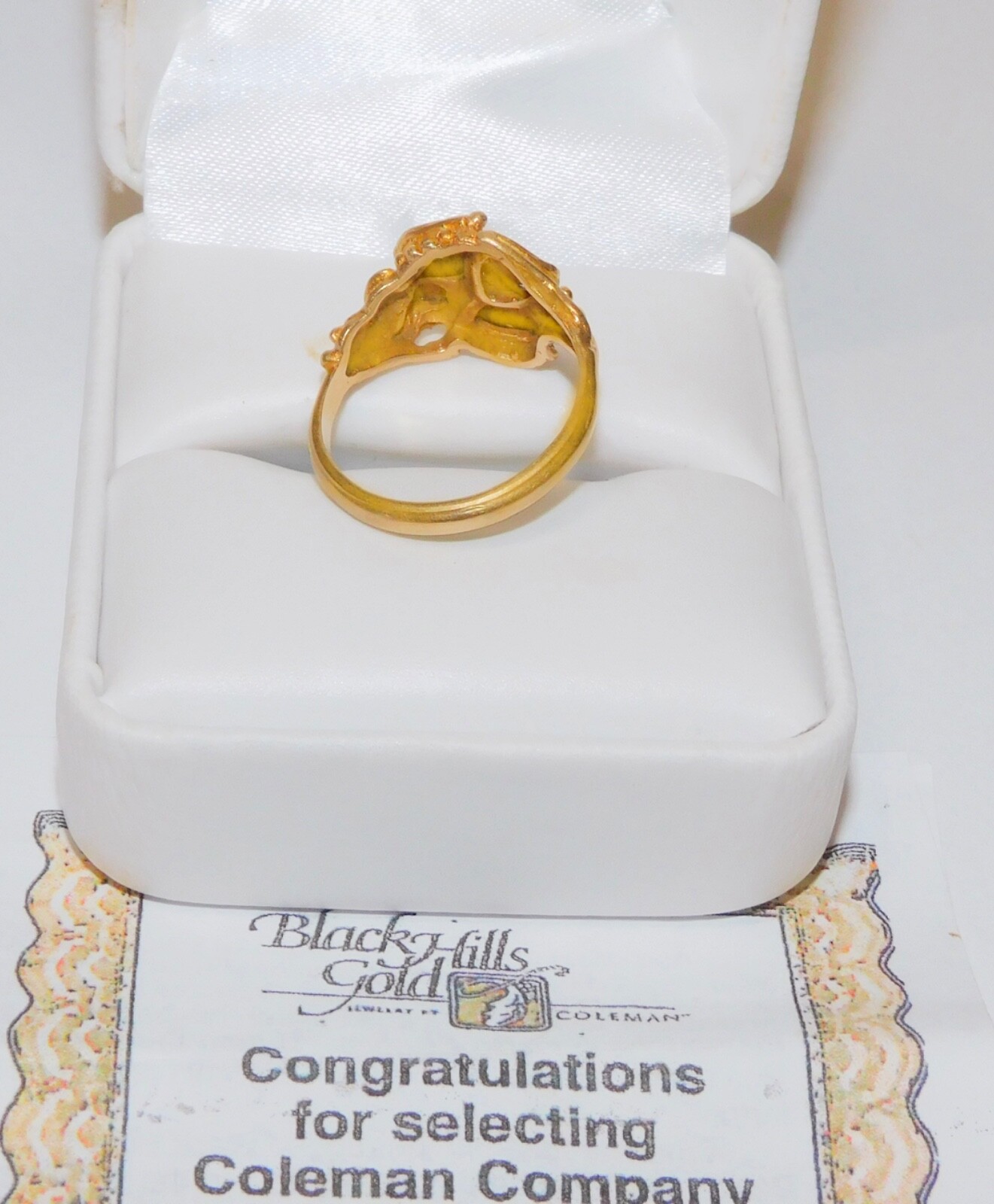Black Hills Gold 10k Large Coleman Rose Three Leaves Ring Size 6 1/2