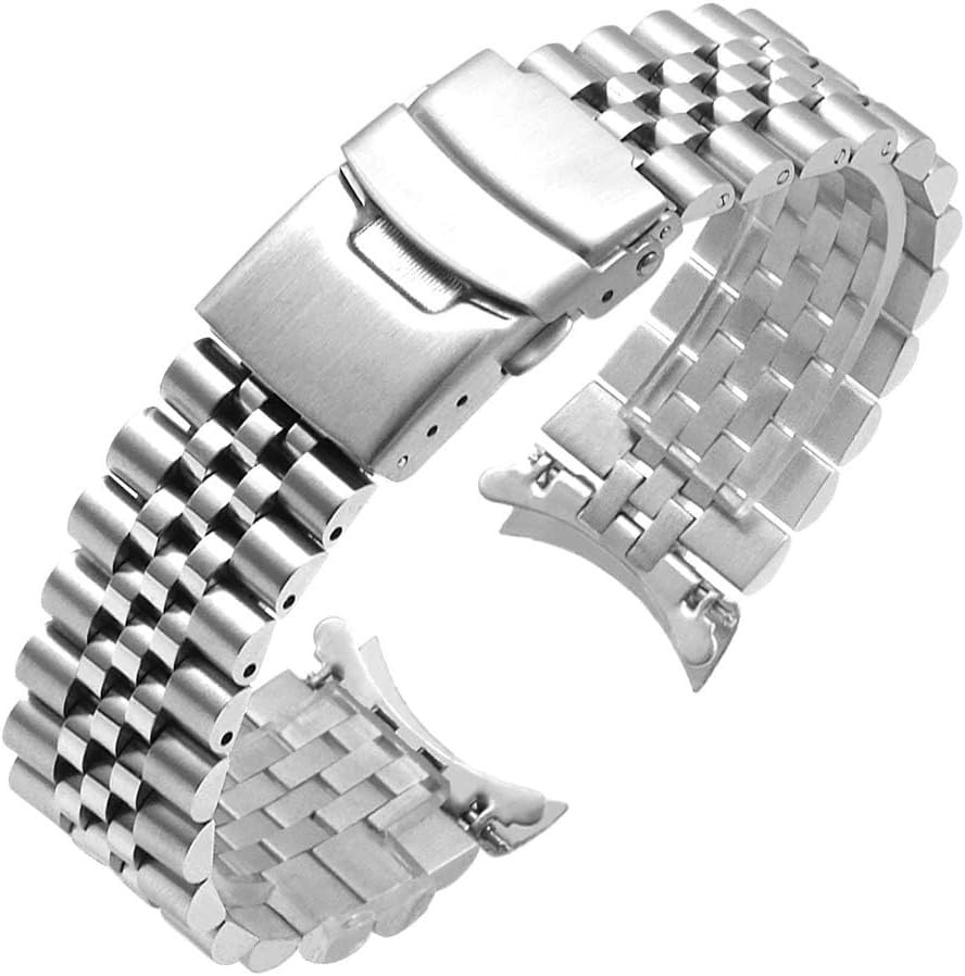 Stainless Steel Curved Ends Tapered 18mm 20mm 22mm 23mm 24mm Metal Watch Band…