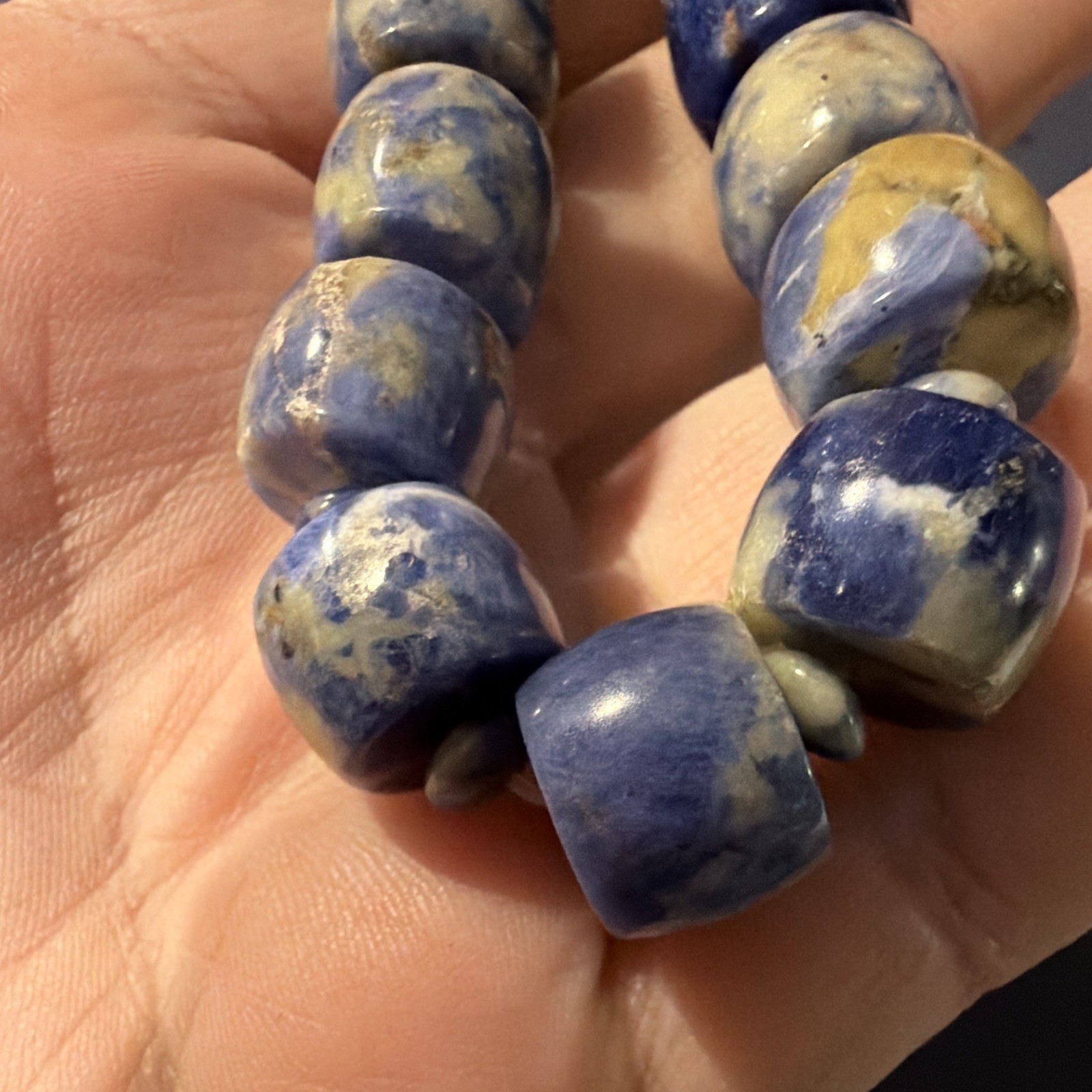 Mine Finds by Jay King Sodalite Blue Beige Stone Beaded Stretch Bracelet