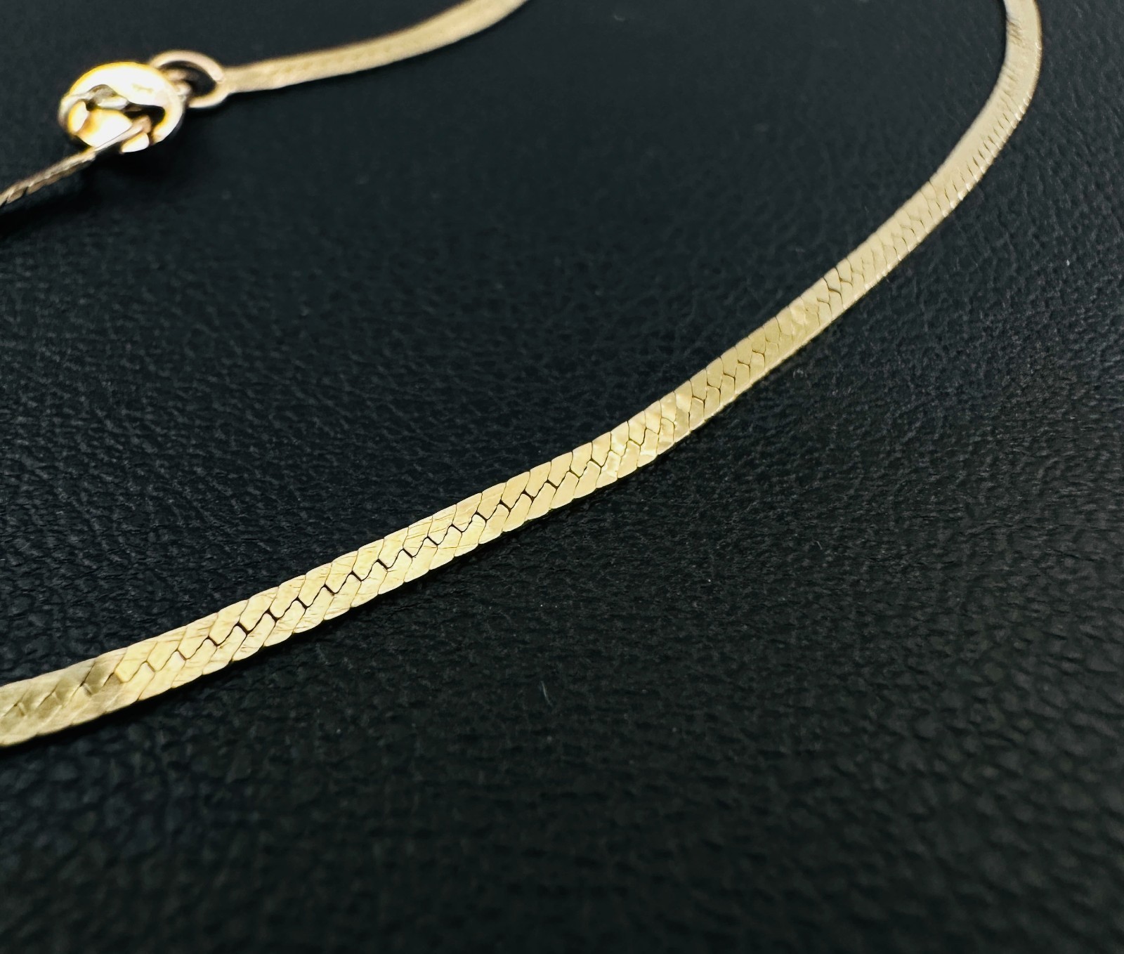Solid 14K Yellow Gold Thin Herringbone Link Chain Bracelet, 1.3mm, 7″, 1g