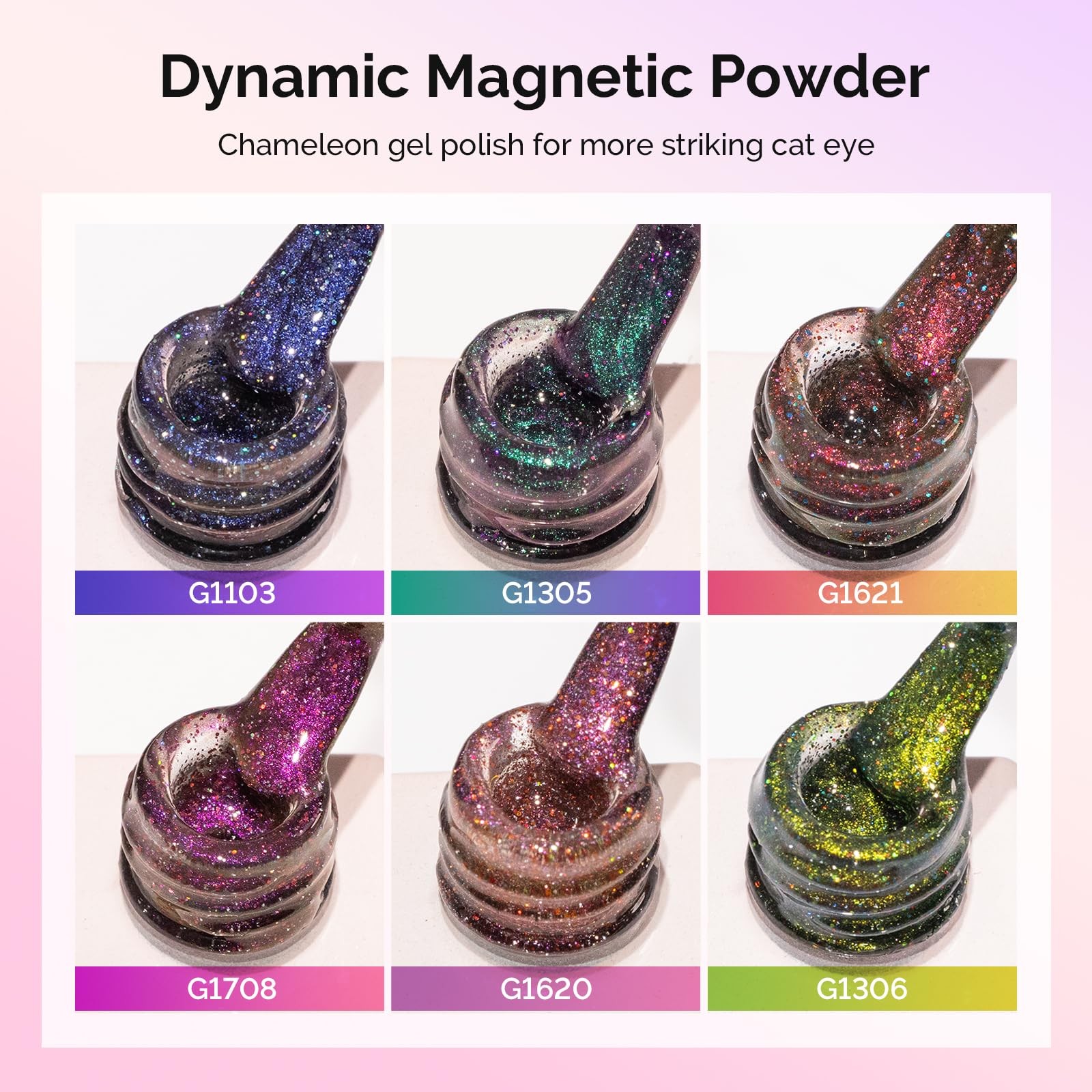 MelodySusie Chameleon Cat Eye Gel Nail Polish Set 6 PCS, 15ml Nude Pink