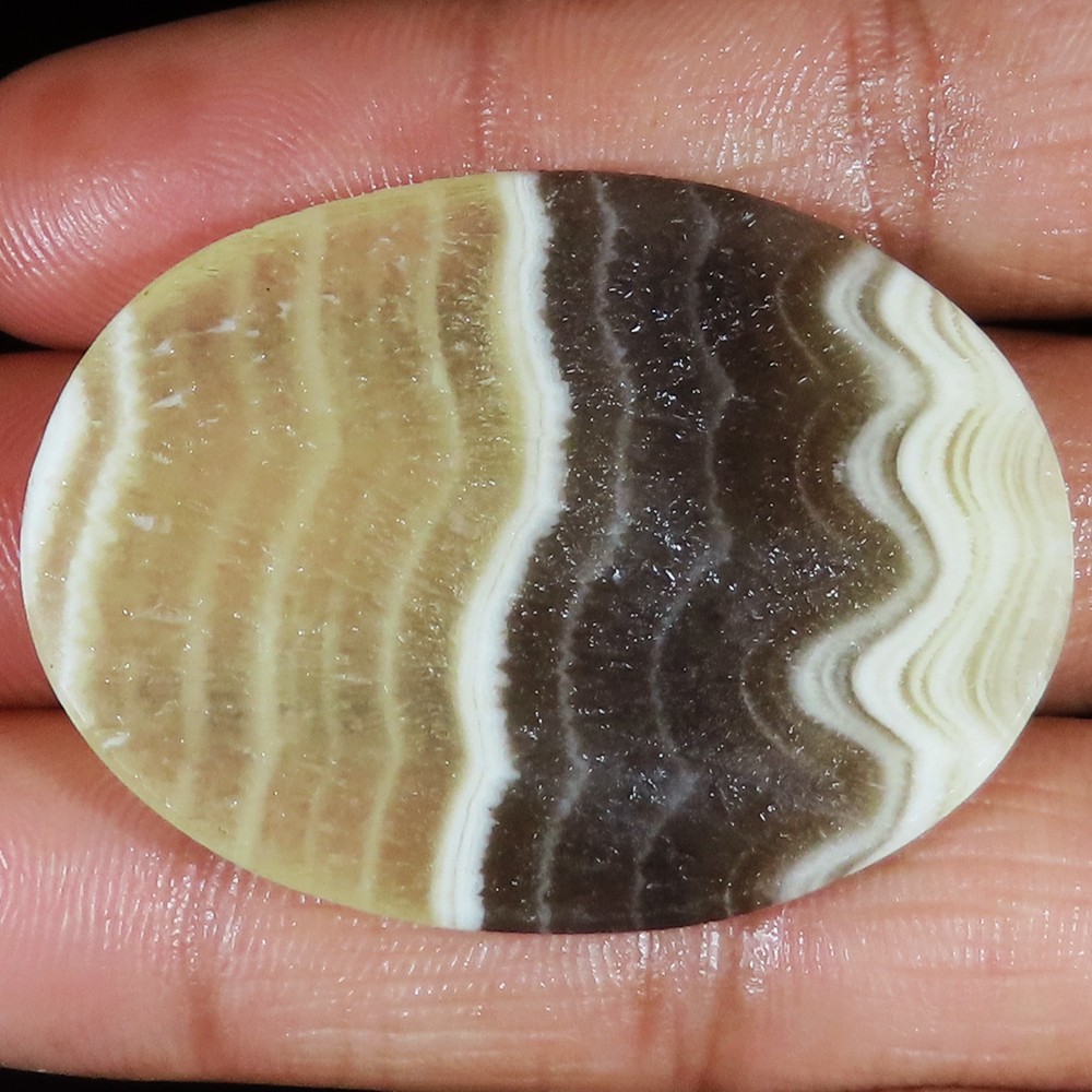 100% Natural Zebra Calcite Cabochon 97.70 Cts Oval Shape 34x47x6 mm Gemstone P22