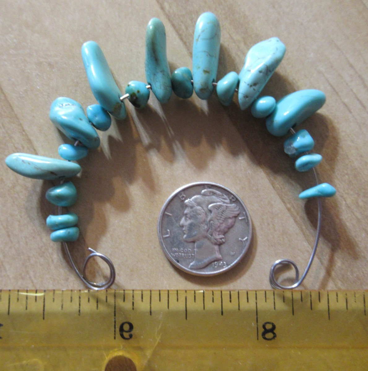 7 SM KINGMAN TURQUOISE PENDANTS 13 to 17mm & 12 SM NUGGETS 4 to 7mm 35tcw #830