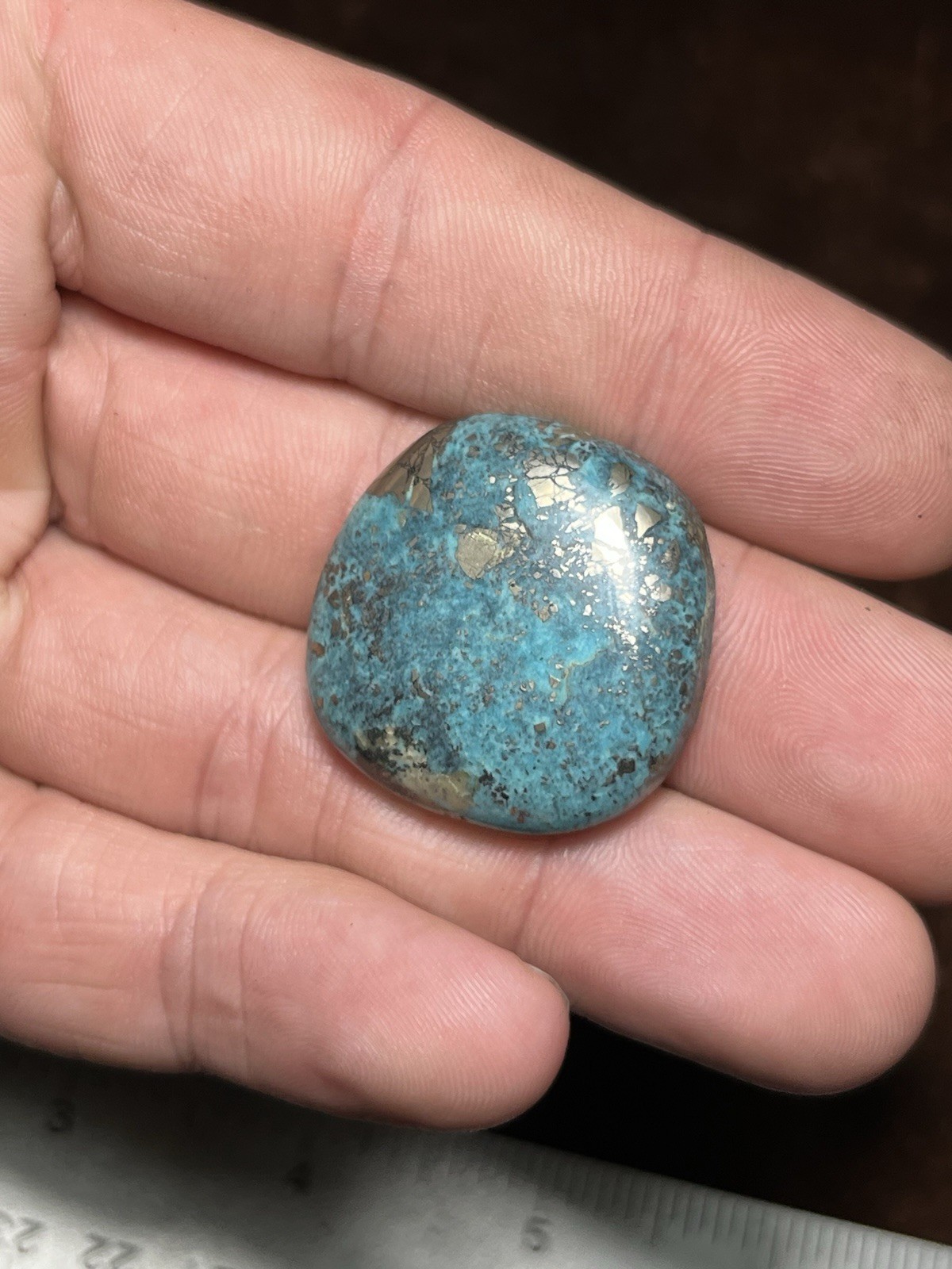Persian Turquoise w/ Pyrite Cab 65ct Nice Blue Beautiful Cabochon