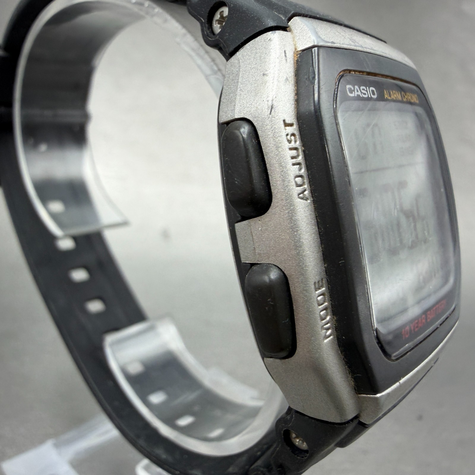 Casio W-96H Watch Men 35mm Silver Black Alarm Chrono Rectangle New Battery JP