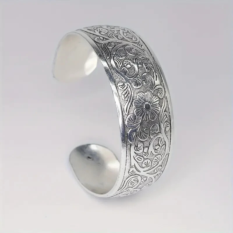 925 Sterling Silver Vintage Style Tibetan Tibet Bracelet Bangle One Size Fit All