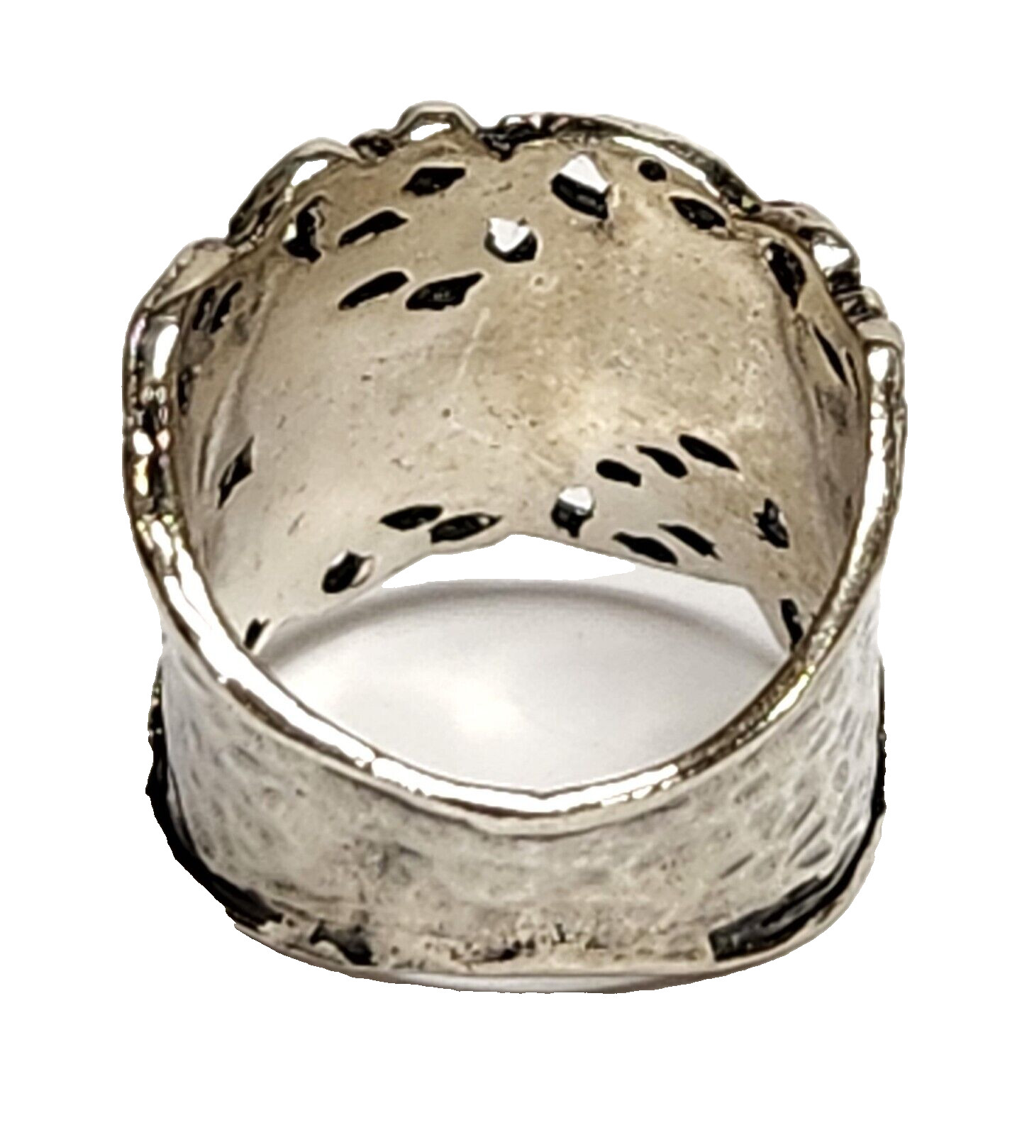 PZ PAZ Israel 925 Sterling Silver Hammered Scroll Work Cigar Band Ring Size 6