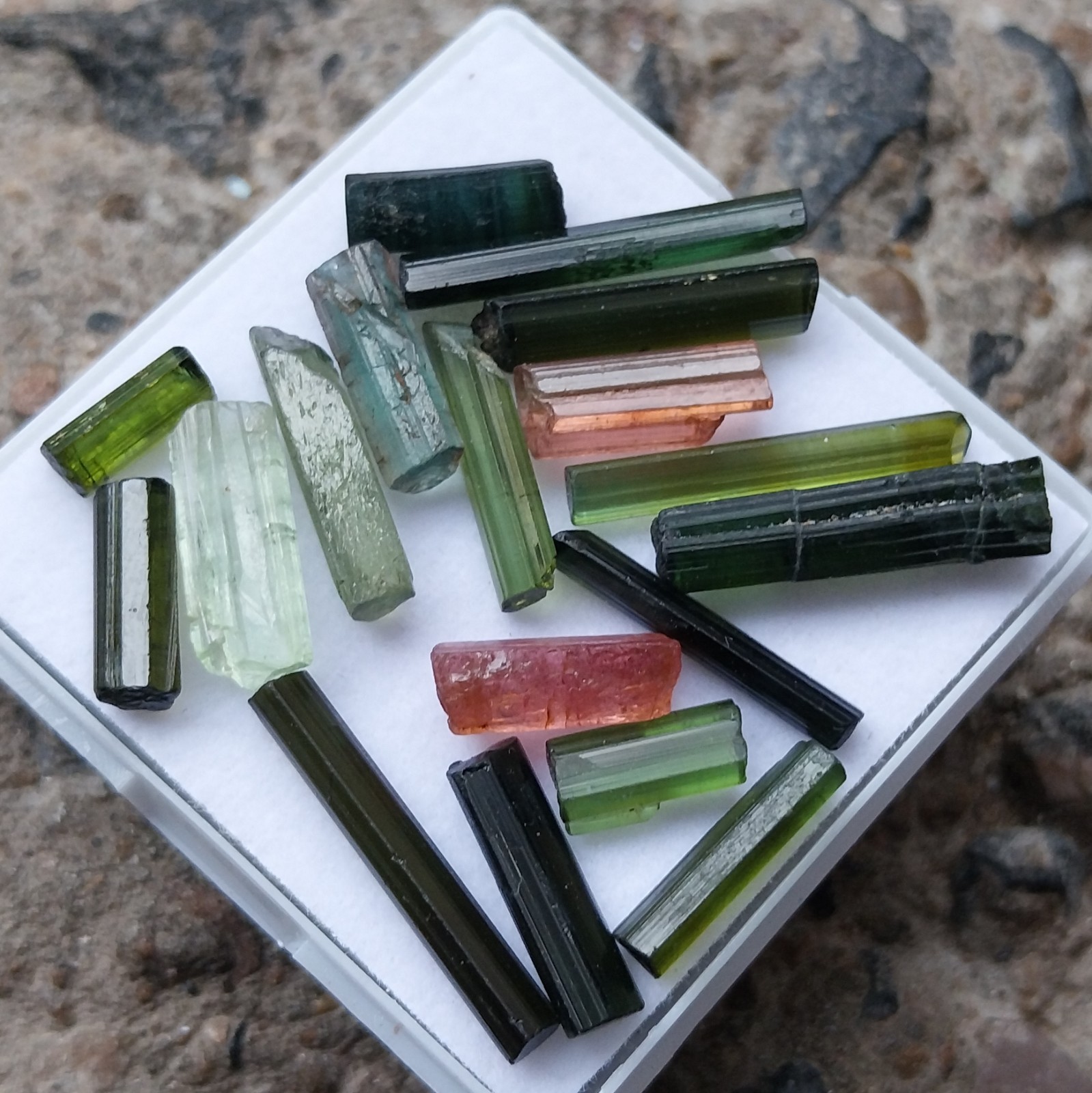 30 Carat Natural Multi Color Tourmaline Raw Rough Tube/Pencil 18 Piece Lot