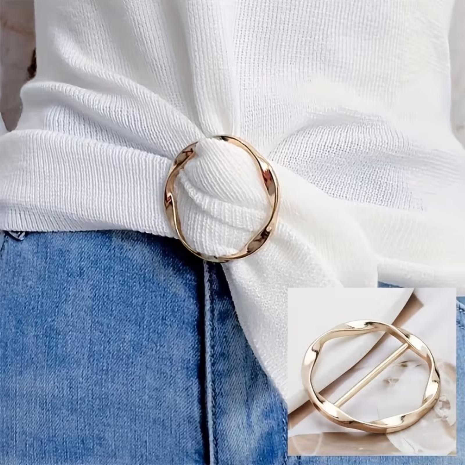 5Pcs Metal T Shirt Clips Scarf Ring Buckle Waist Cinch Hem Tie Clothing Fastener