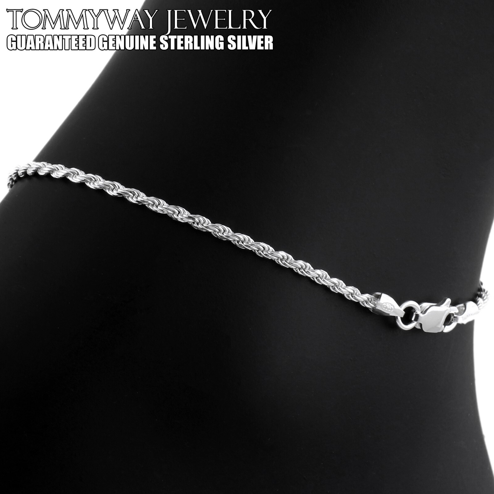 Guaranteed Real 925 Sterling Silver 7″ 8″ 9″ 10″ 11″ 12″ Rope Bracelet or Anklet
