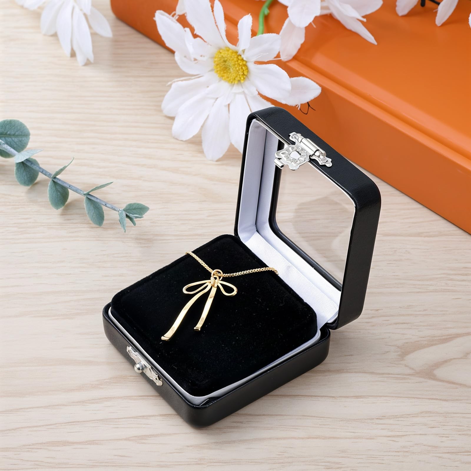 Small Display Box, 2 Pack 2.2×2.2×0.9Inch PU Leather Gemstone Display Case Sm…