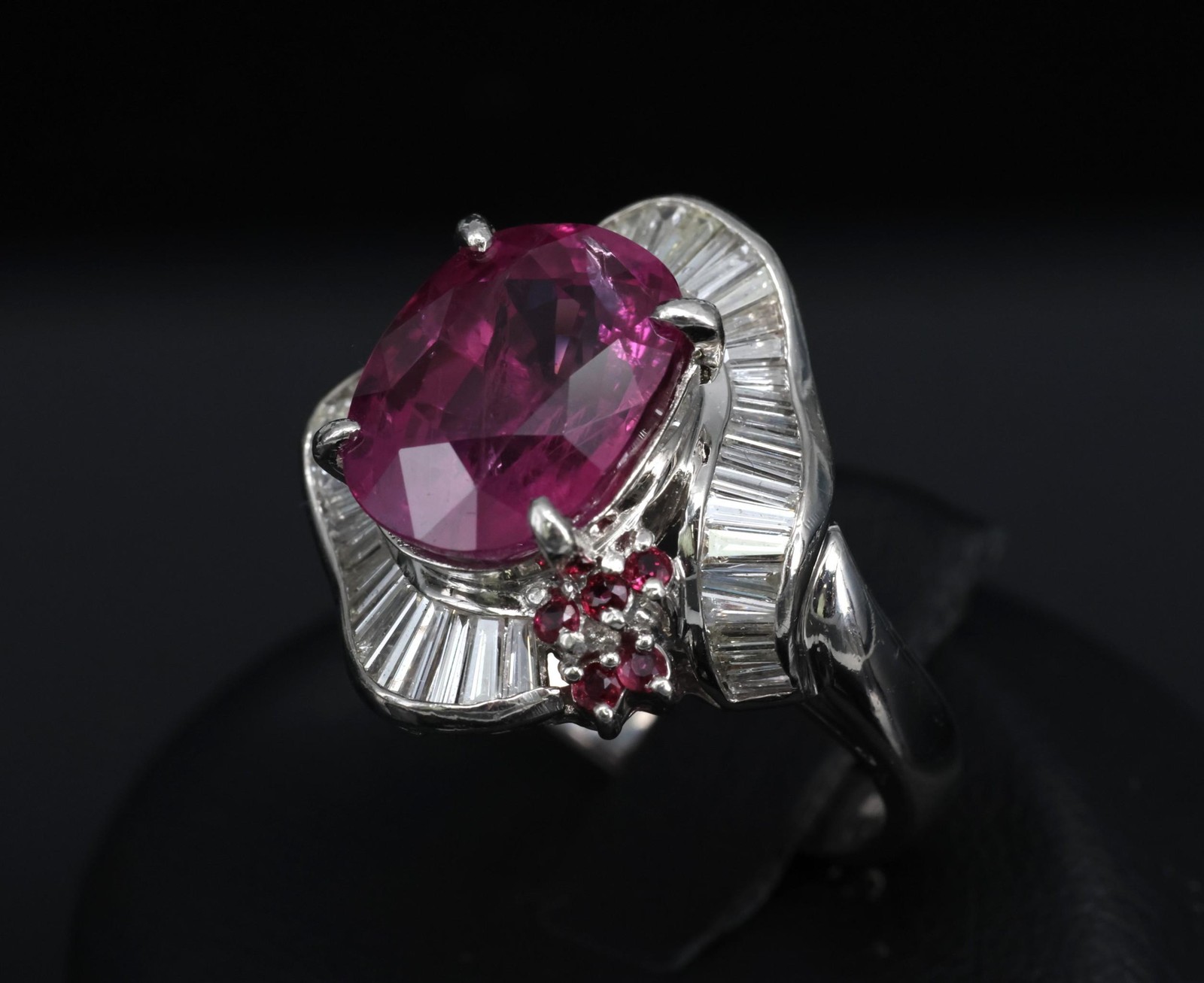 Rare 7.69ct GIA Pink Sapphire 1.02ct Diamond & Ruby Platinum Ring Size 7