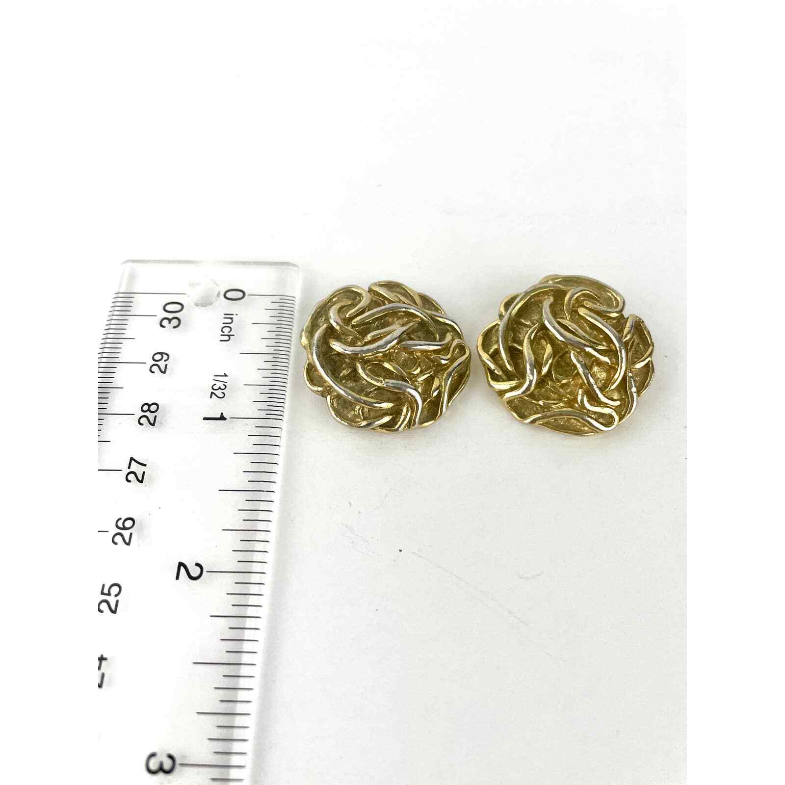 VTG Pair Gold Tone Shoe Clips Unique Design Texture Added Extra NYC