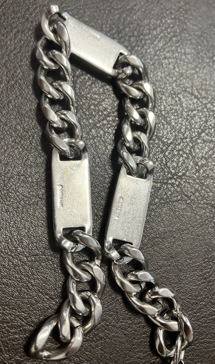 14kt & 925 Sterling Silver Combination Cuban Solid Bracelet 60grams 9.5inches