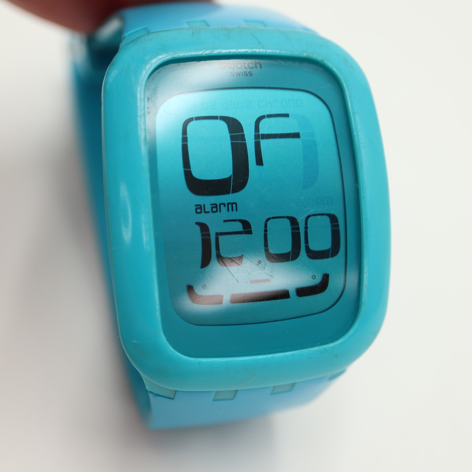 Swatch Touch Blue Digital 39mm Watch Alarm Chrono Timer Silicone w New Battery