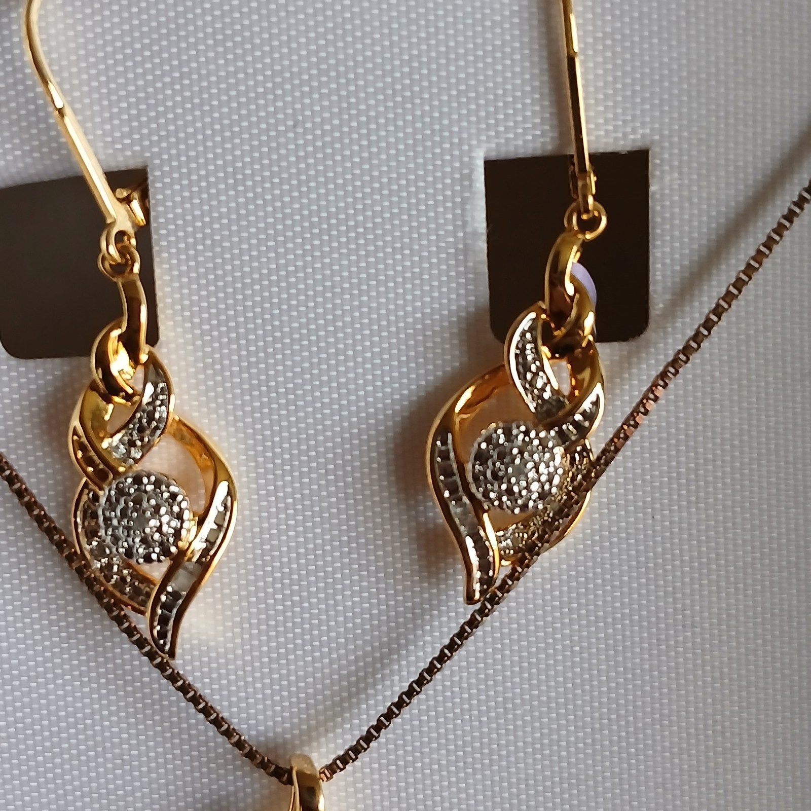 White Diamond Accent 14k Gold over Brass Ring, Earrings, Pendant Necklace Set.