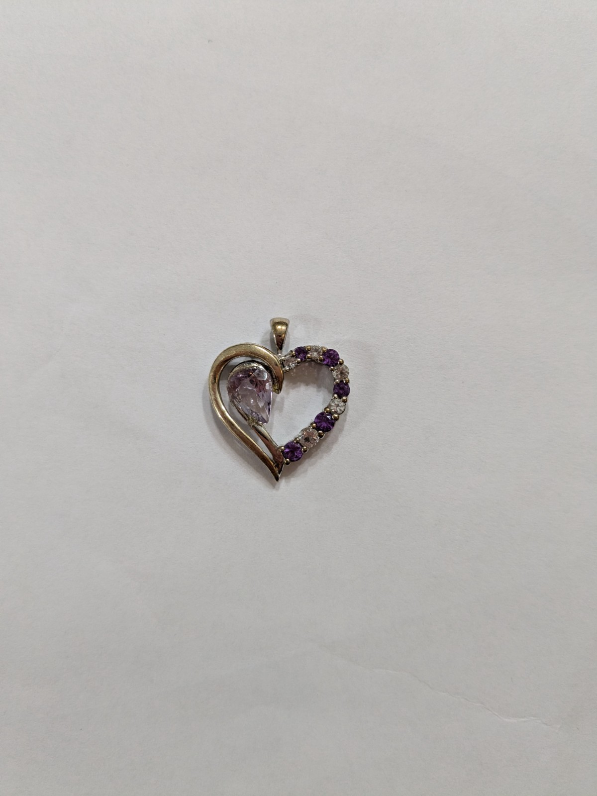 Designer Sterling Silver/10K Gold Red and White CZ Heart Pendant [036GCM]
