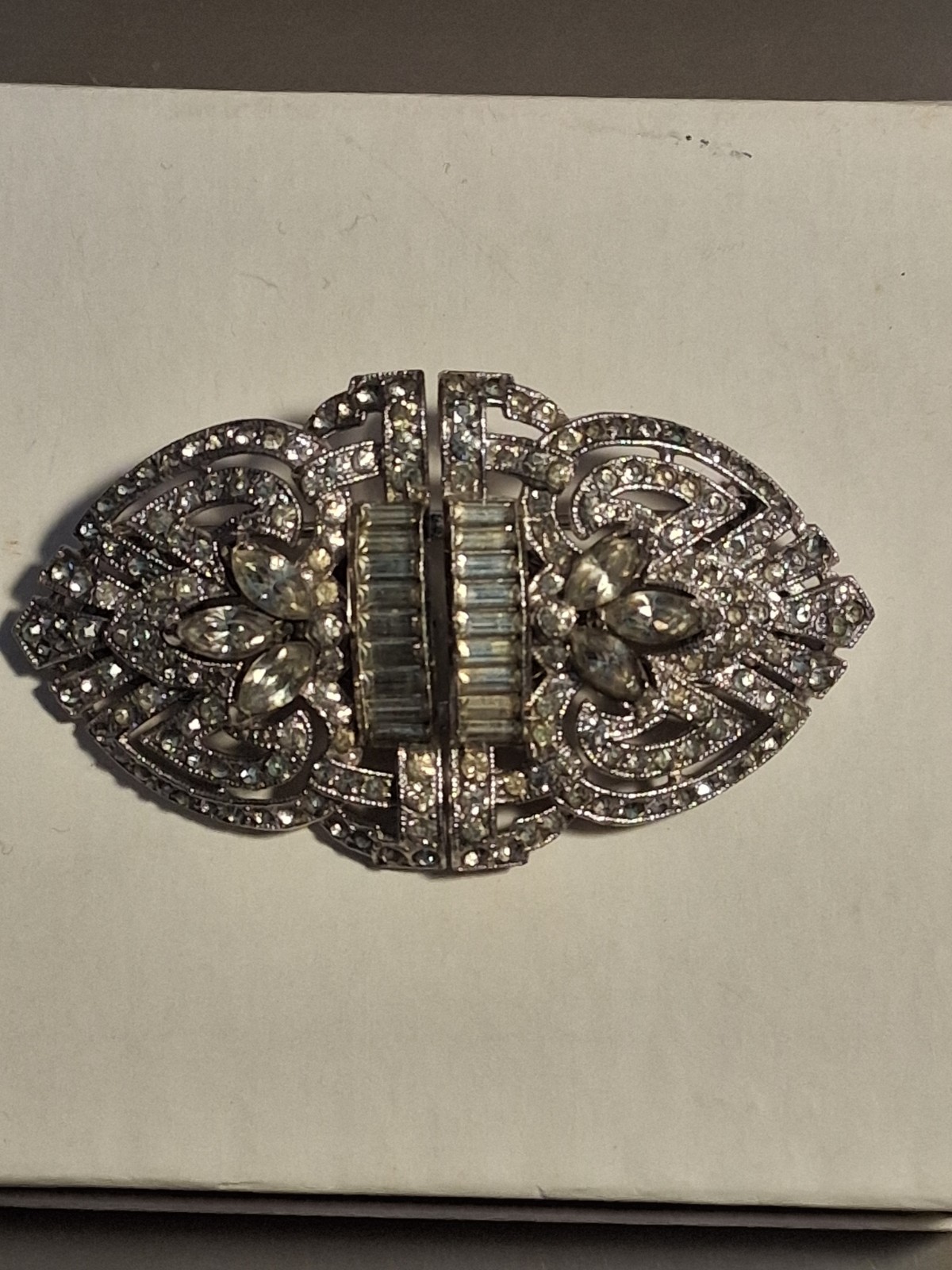 CORO DUETTE Brooch Dress Clip Set Rhinestone Art Deco 1930s RARE VERSION Signed