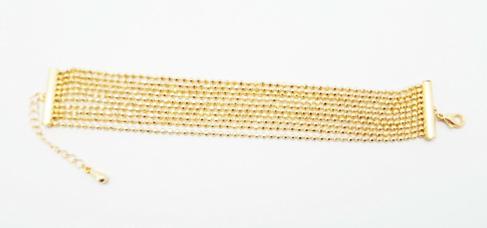 DESIGNER INSPIRED 10 STRAND D/C GOLD BEAD BRACELET ADJUSTABLE 6.5 to 8.5 in NEW