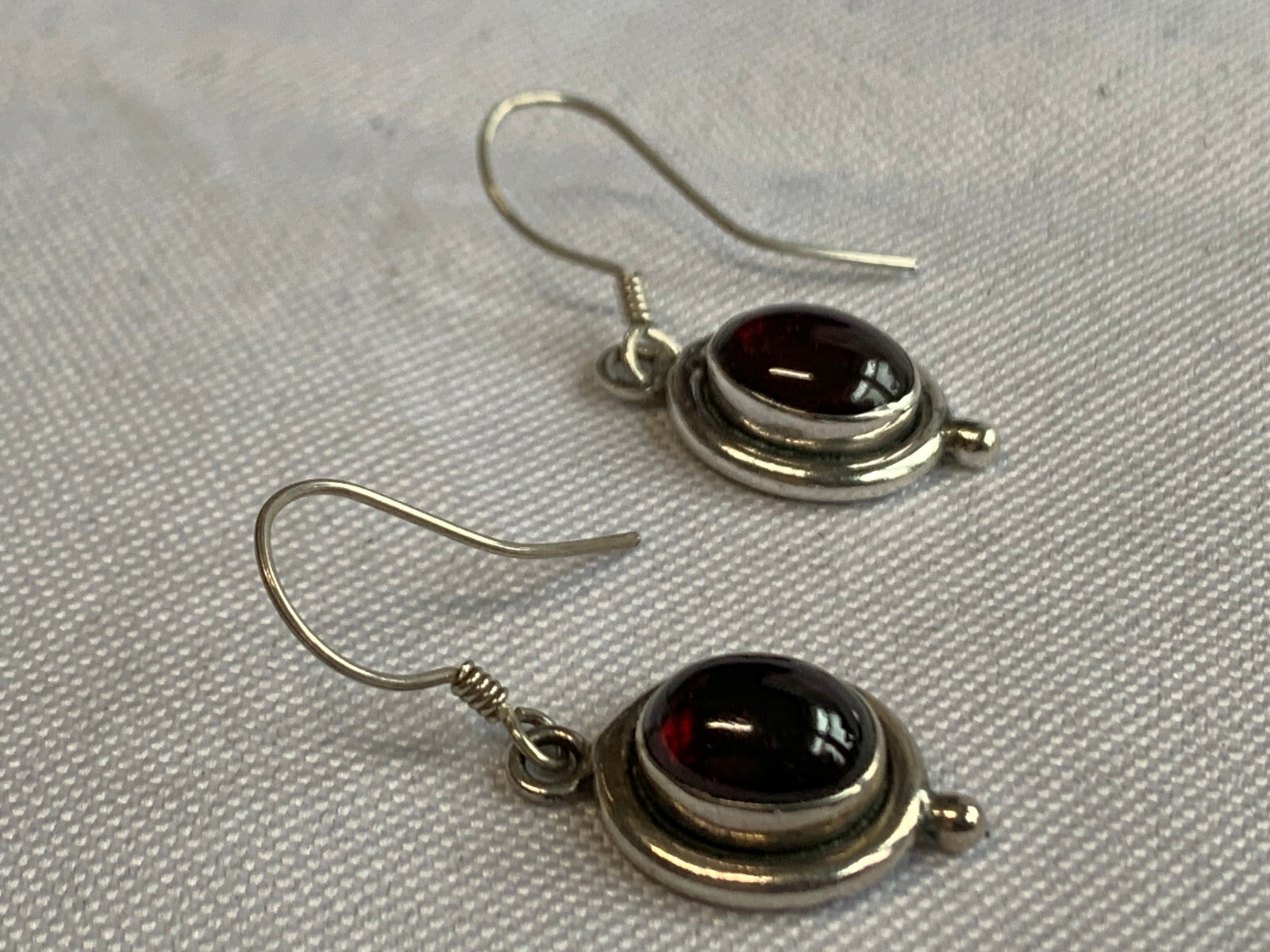 Sterling Silver Dangle Earrings 5.59g Fine Jewelry Dangle Garnet Color Stones