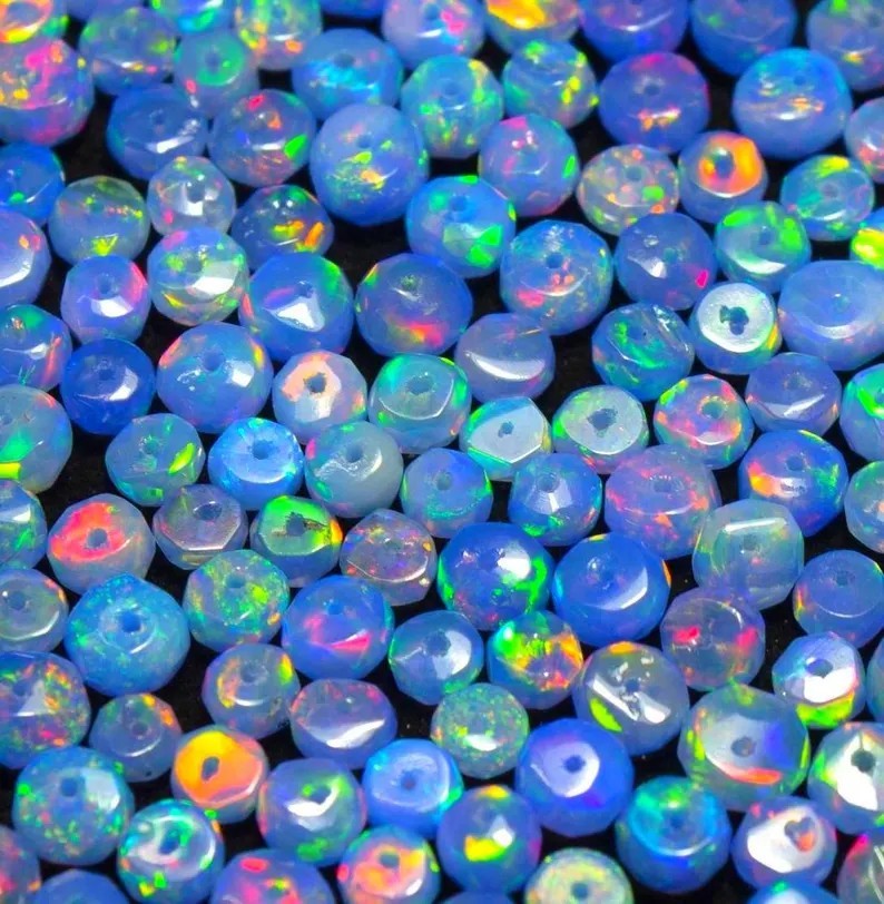2-3mm Natural Welo Ethiopian Fire Opal Faceted Roundell Loose Beads Gemstone