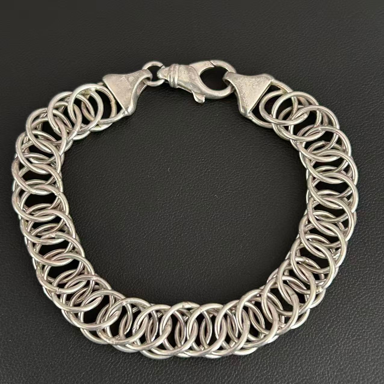 Vintage 925 Italy Sterling Silver Byzantine Chainmaille Link Bracelet 8”