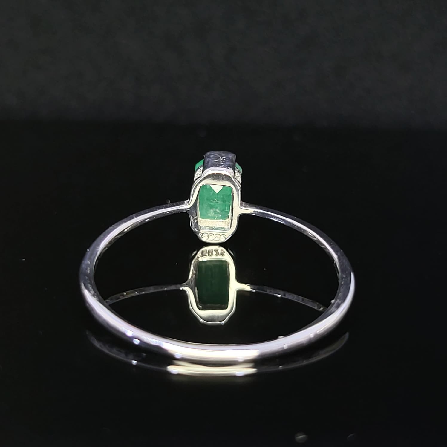 925 Sterling Silver Natural Emerald Ring Octagon Top Rich Green Size 8