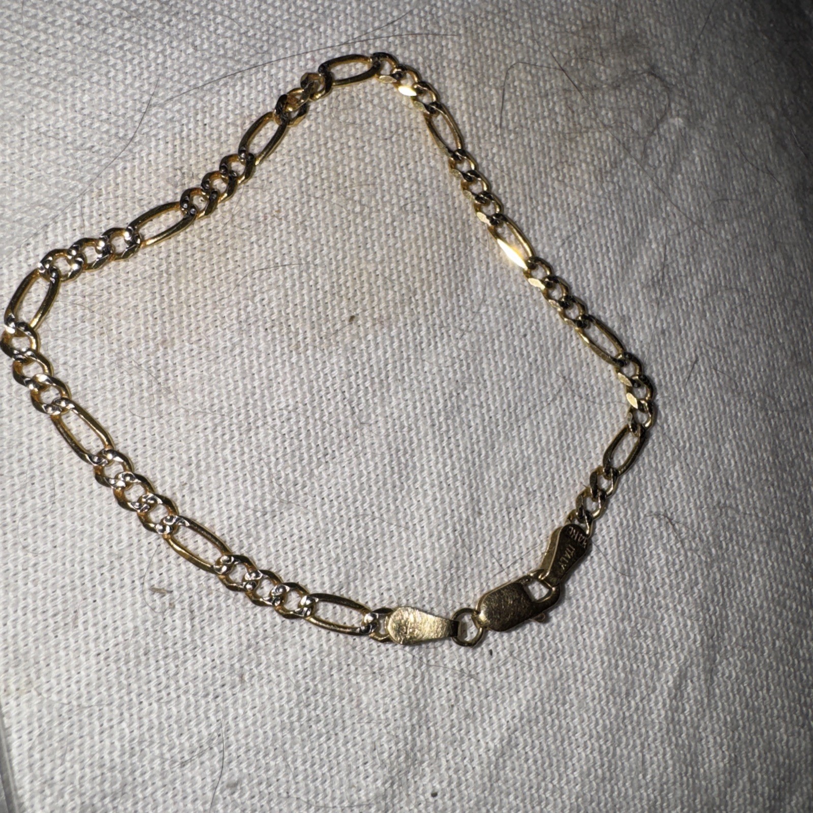 Vintage 14K Yellow Gold Figaro Link Bracelet 7 1/8″ Italy 3.24g