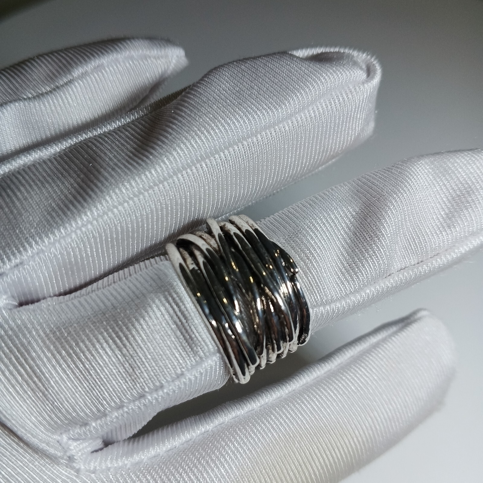 Men’s Open Rings Size 7 Y2K Hip-Hop Retro Punk Rock Alloy Silver Plated
