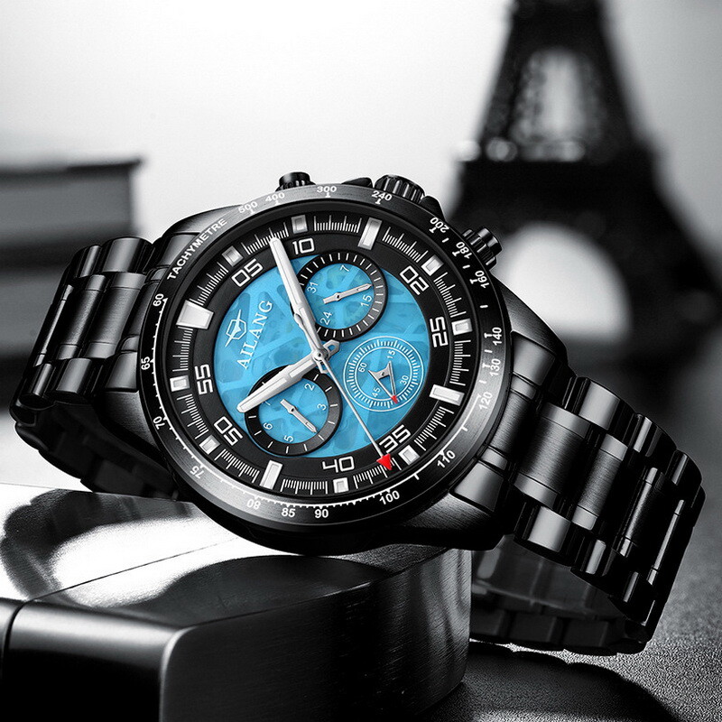 AILANG Men Luxury Hollow Out Multifunction Tourbillon Automatic Mechanical Watch