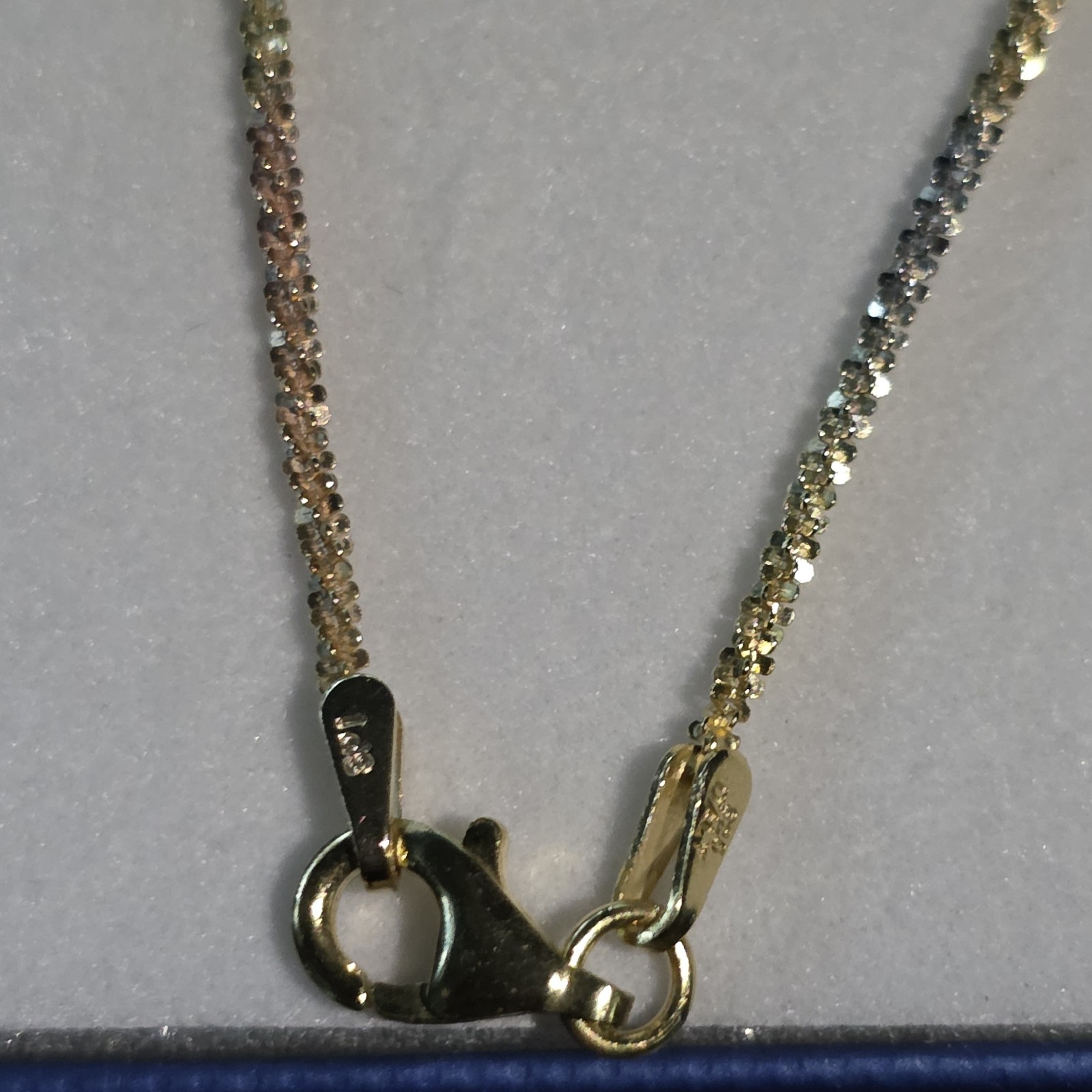 14k Gold plated 925 Tri-color Rope Chain 1.5mm Twist Link Necklace 24″
