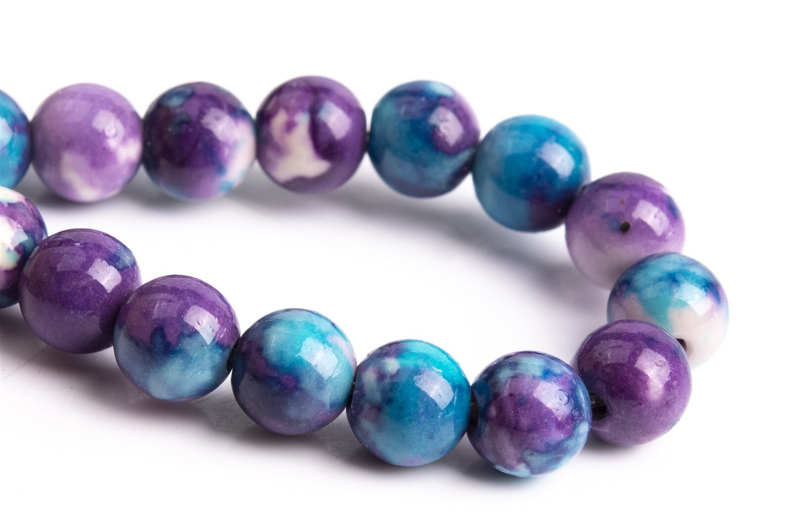 Purple & Blue Rain Flower Jade Beads Round Stone Loose Beads 4/6/8/10/12MM
