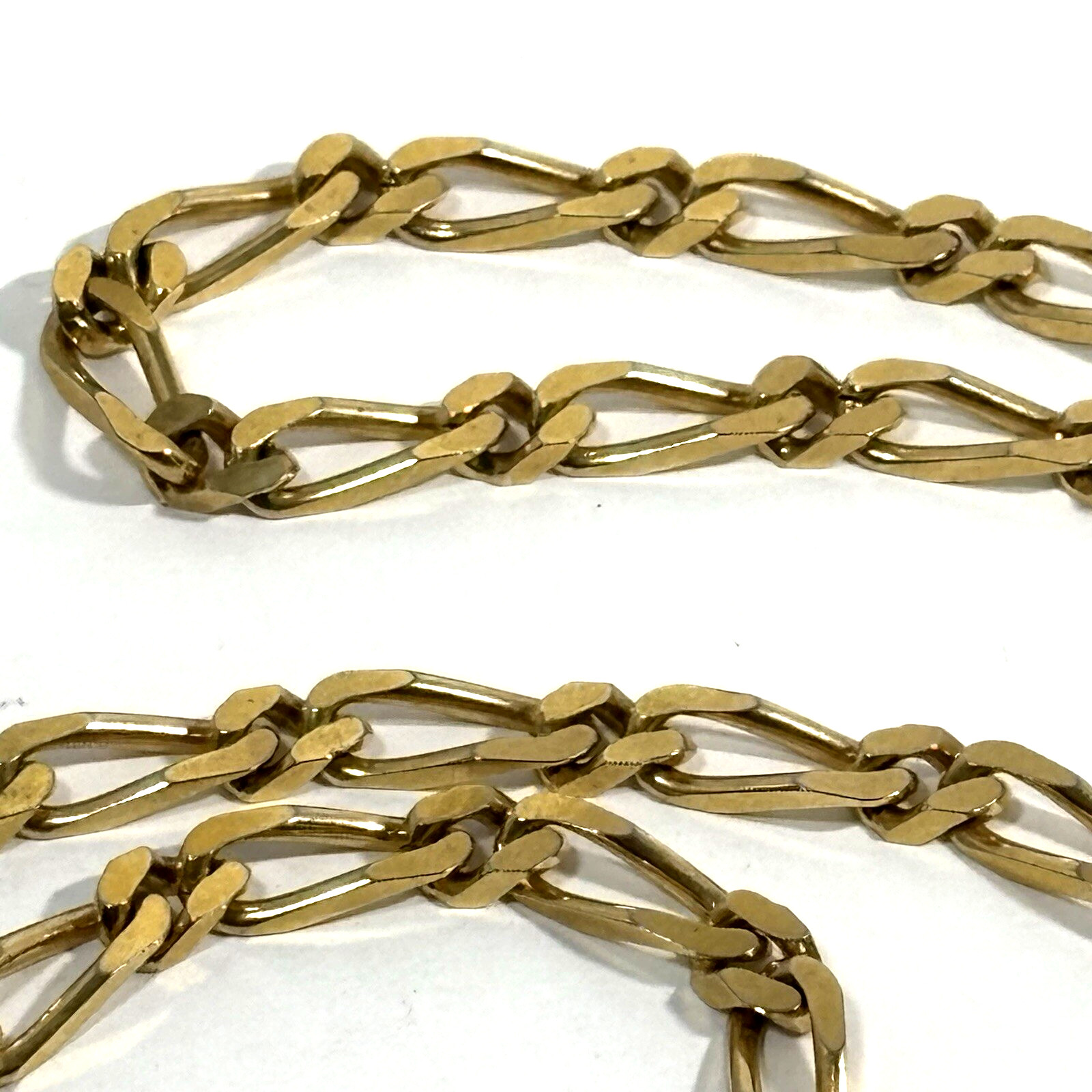 Vintage Signed MONET Gold Tone Chain Necklace Figaro Flat Link 30″