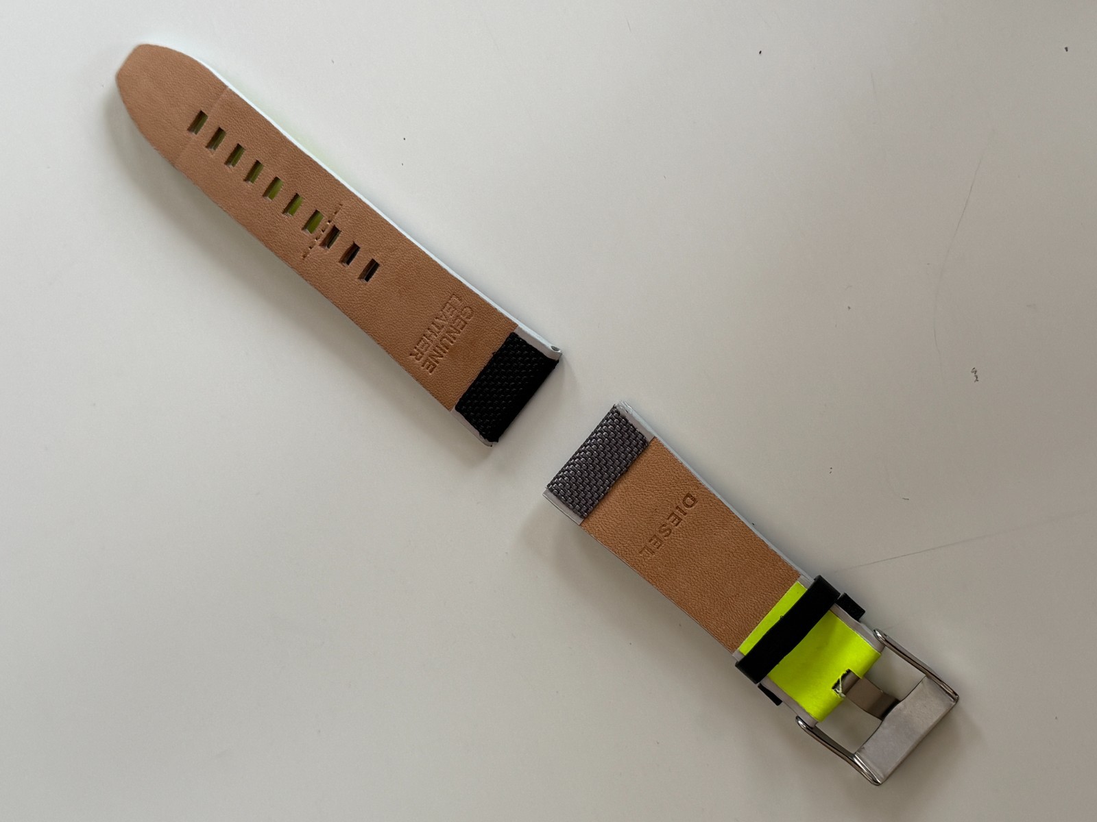 DIESEL DZ7429 Replacement Nylon Watch Band Strap Gray/Neon 28 mm