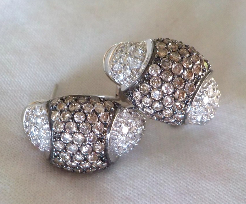 Sparkling 14K White Gold Hoop Diamond Earrings – 8.20 gms, 0.70 in, 1.28 ctw
