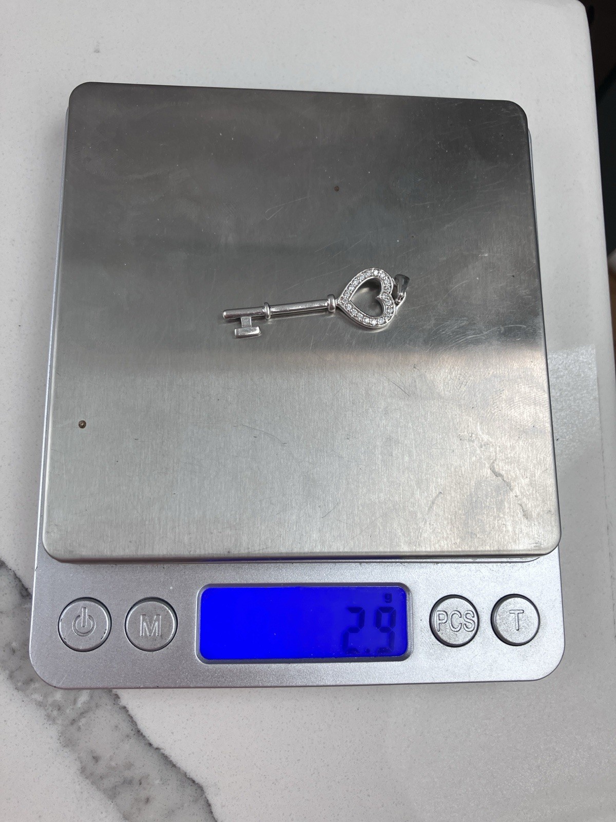 925 Sterling Silver C Z Key To My Heart Pendant