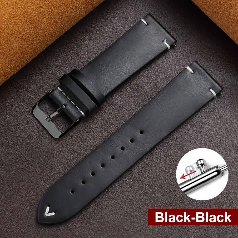 Retro Oil Wax Genuine Leather Watch Band 18 19 20 21 22 24mm Thin Cowhide Strap.