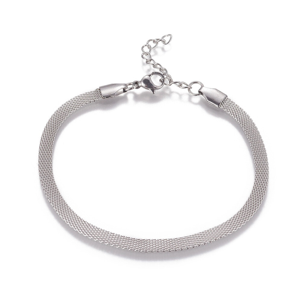 Vacuum Plating Stainless Steel Mesh Bracelet Lobster Gold Silver 7.8″ Z111