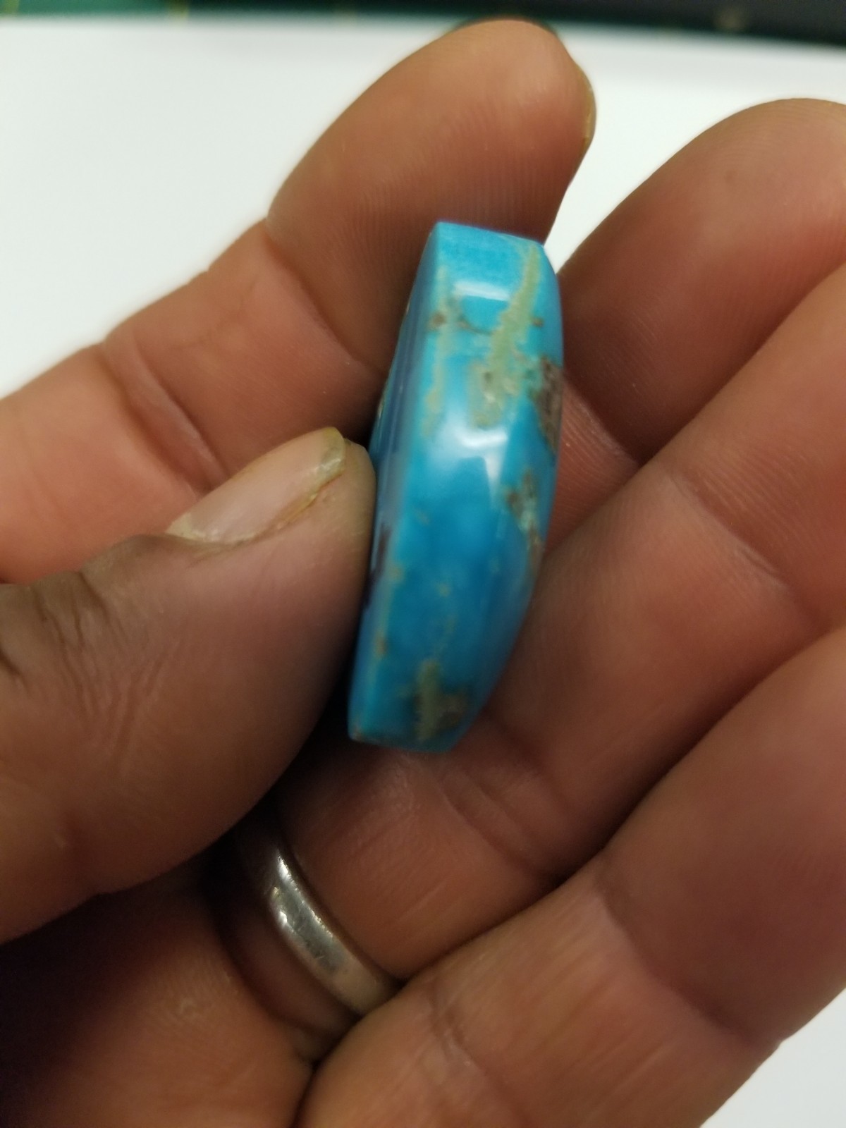 White And Blue Web Turquoise 49 ct. Cabochon Estate Find Old Stock