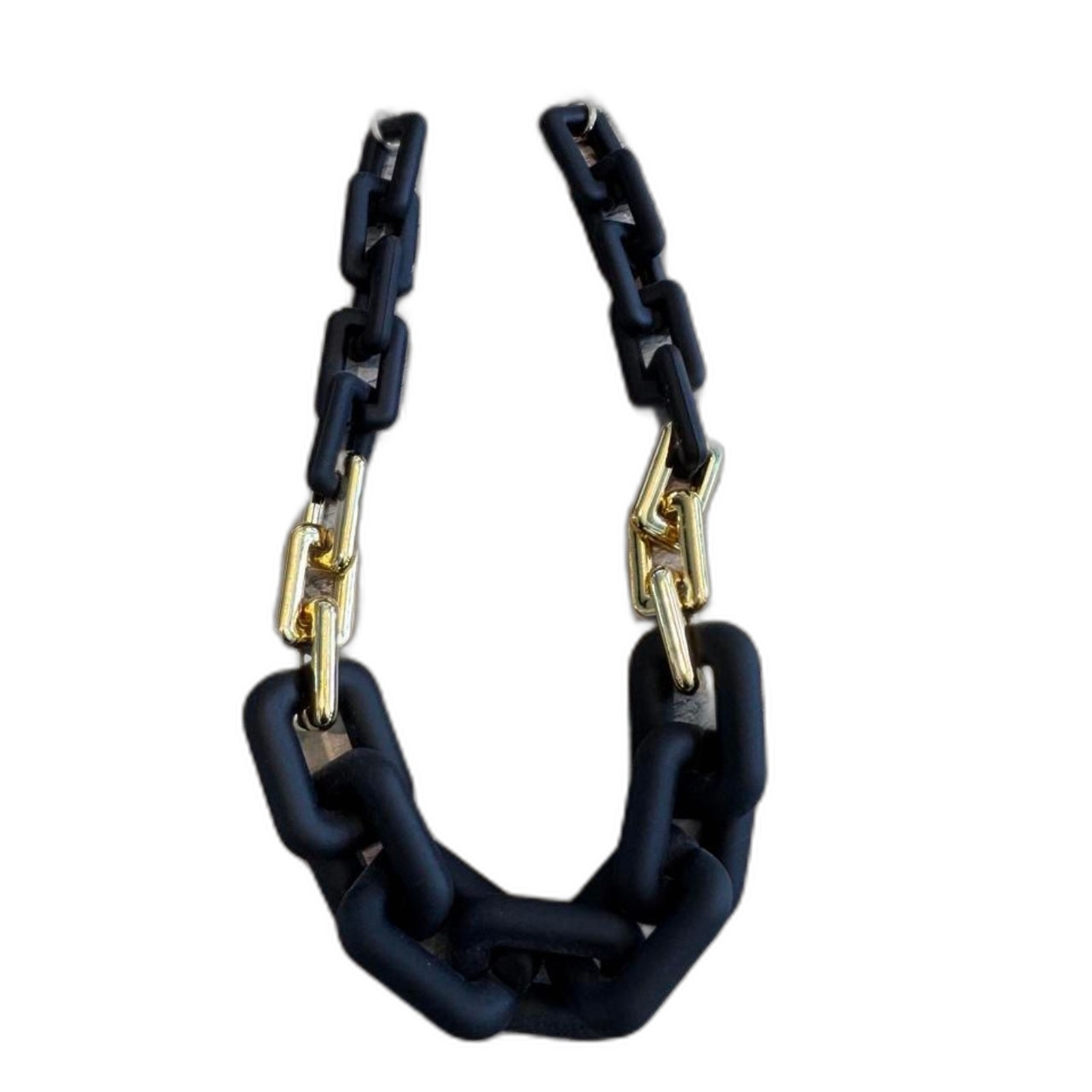 Black Chunky Chain Necklace Gold Tone Hardware Statement Jewelry Women Fashion