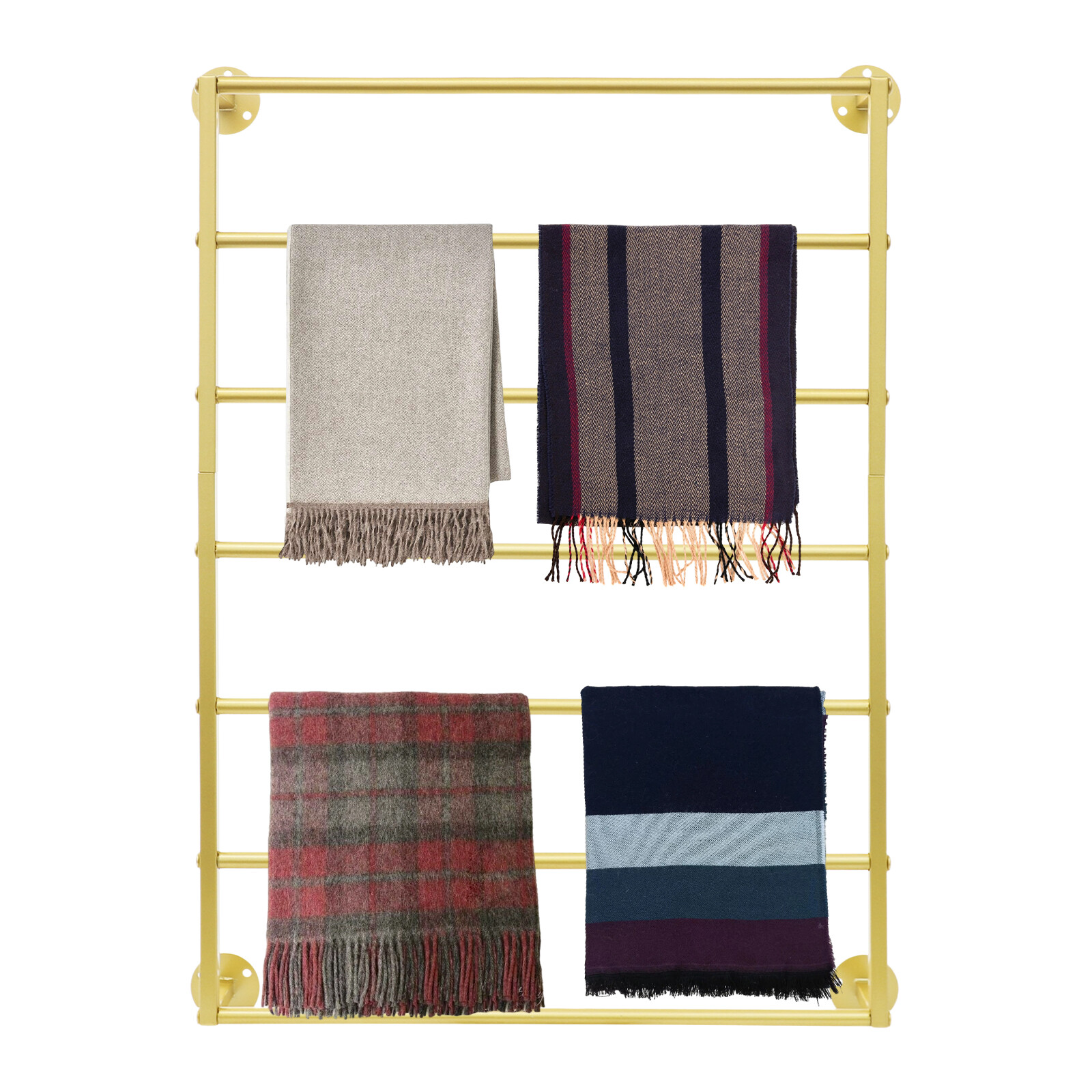 Gold 7-tier Wall Mounted Scarf Rack Display Rack Towel Storage Rack Carbon Steel