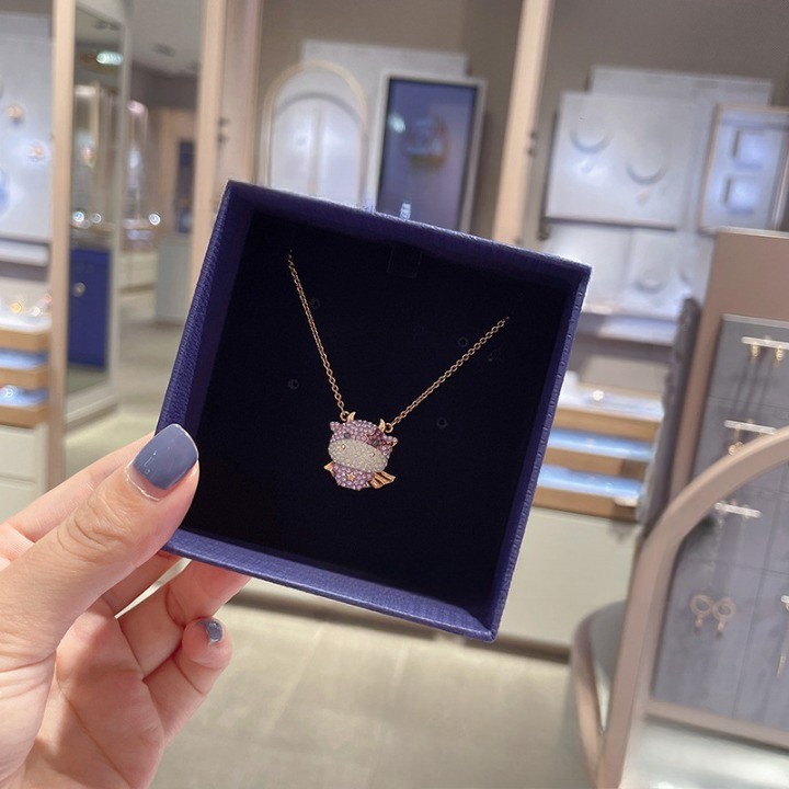 Swarovski Colorful Cow Cute Cow Zodiac Necklace