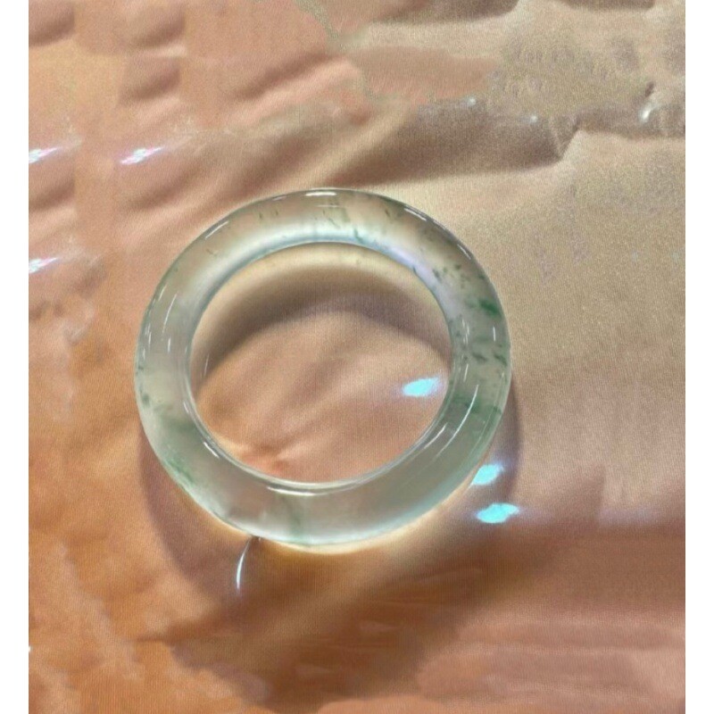 Myanmar High Ice Floating Flower Jade Bracelet Round Bar Clear Water