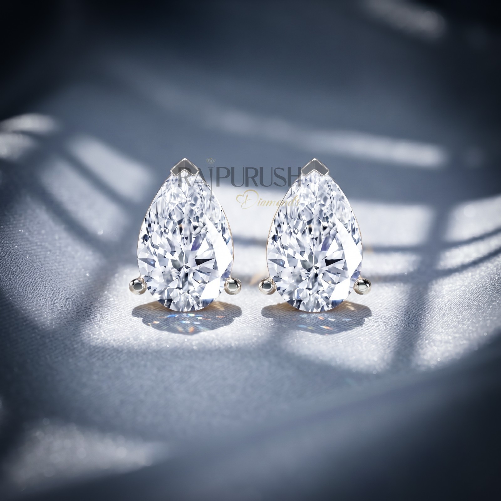 Pear Moissanite Stud Earrings VVS D Color 925 Sterling Silver Gold Plated Women