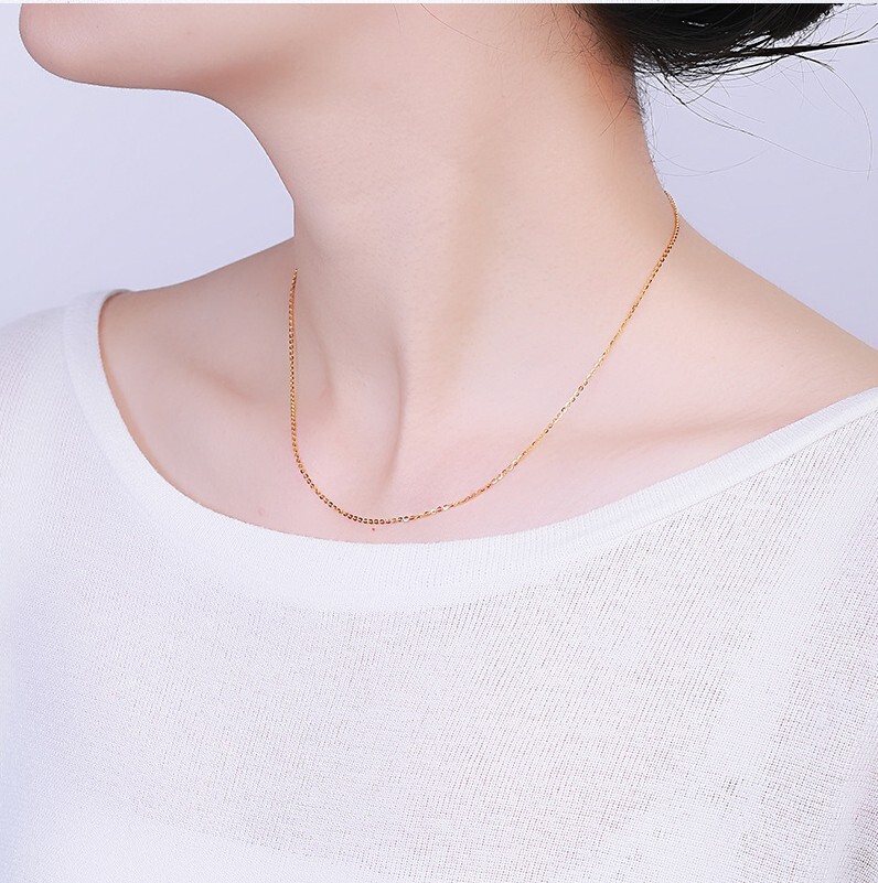 18CT YELLOW GOLD & SILVER BELCHER CHAIN NECKLACE 16″ 18″ 20″ 22″ 24″